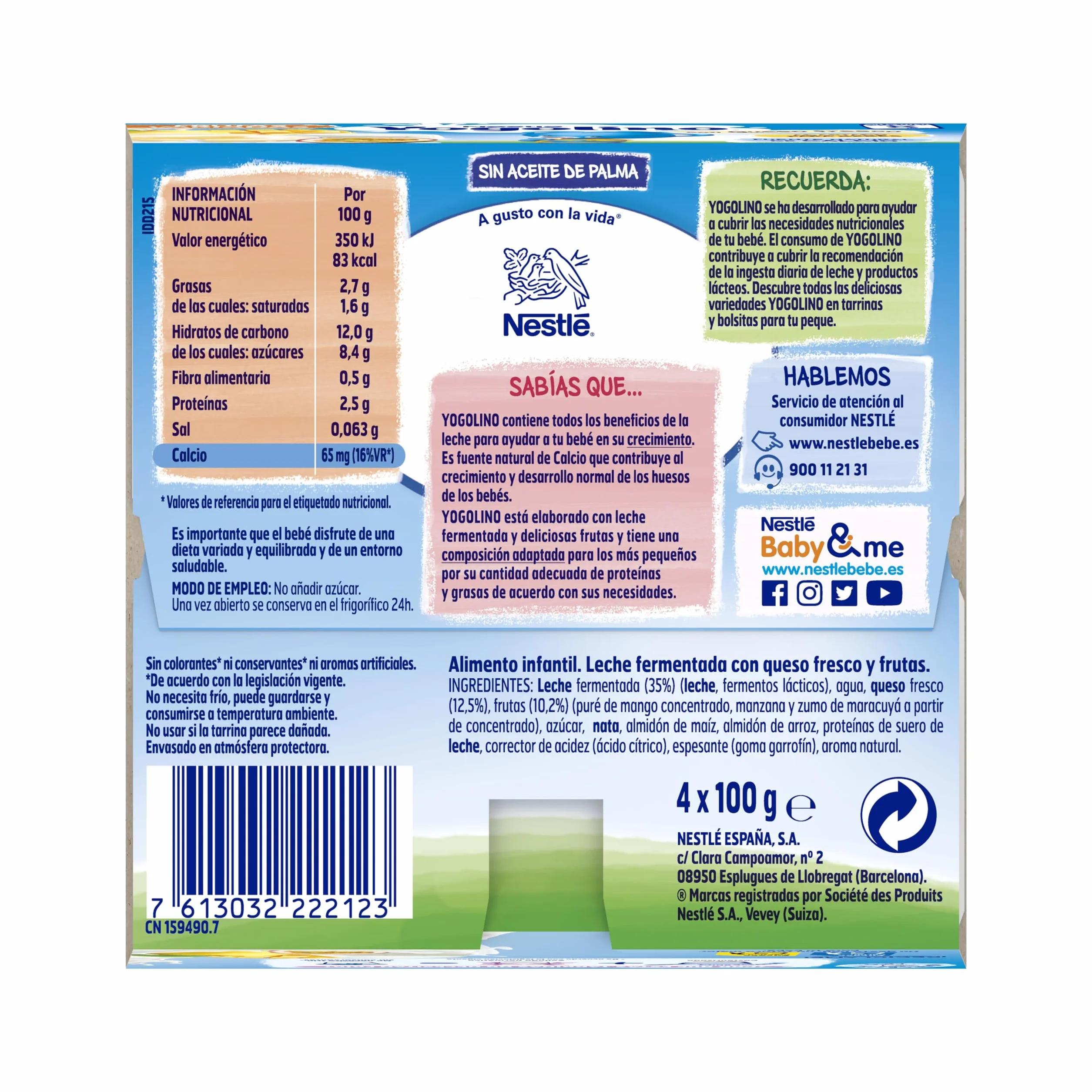 Nestlé Yogolino Petit Postre Lácteo con Frutas Variadas 8 Meses 4 x 100g