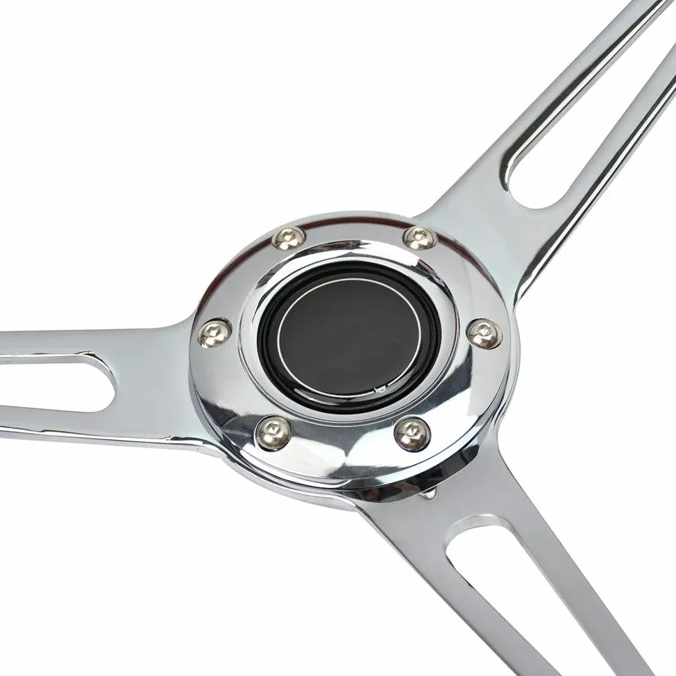 Volante antideslizante Volante Deportivo Universal Clásico 15 Pulgadas 380mm Copia Grano Madera 3 Radios Orificio Largo Con Botón Bocina(GZFXP026-16)