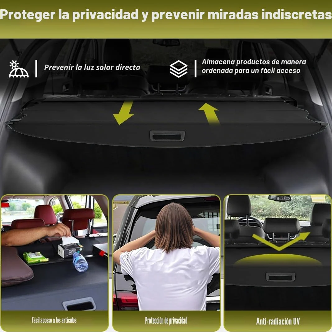 Cubierta de Carga Retráctil, Pantalla Retráctil para Maletero Negra compatible con Tucson 2016 2017 2018