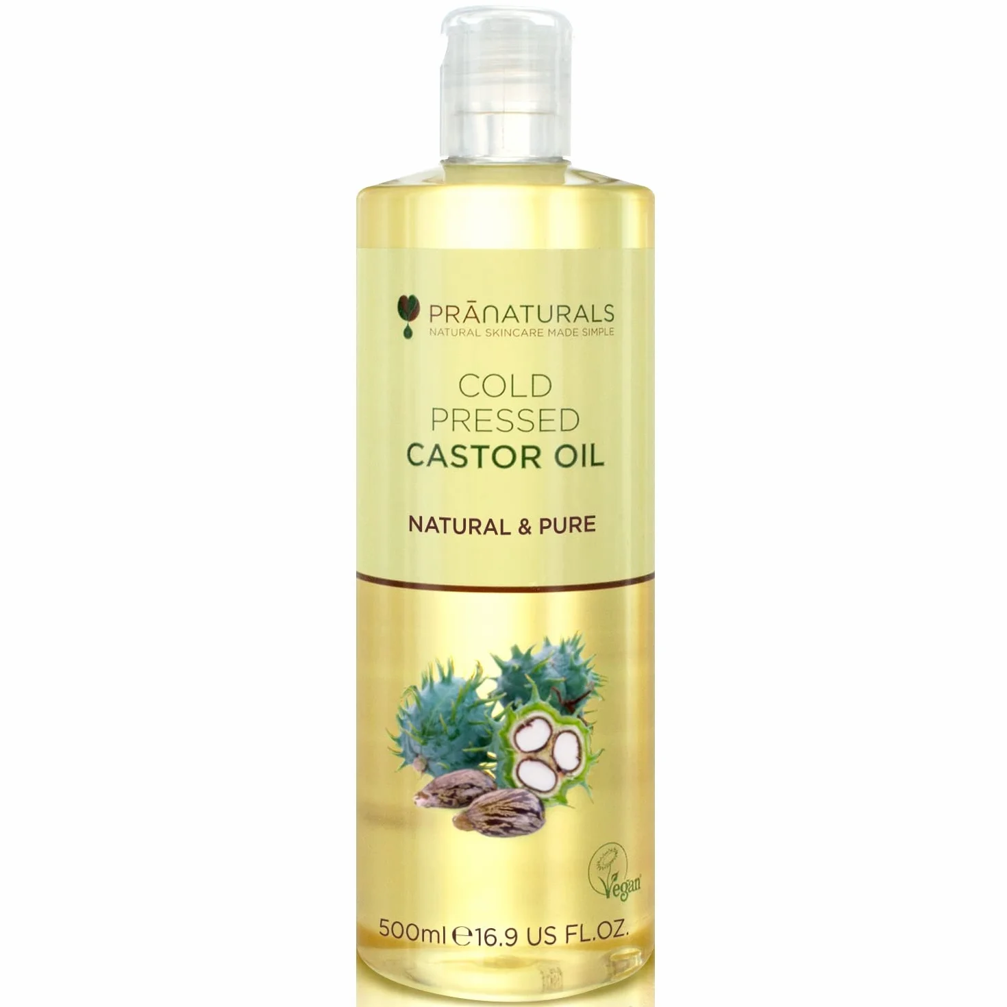 Aceite de ricino prensado en frío 500ml 100% vegano natural para crecimiento pelo pestañas piel suave omega 6 y 9