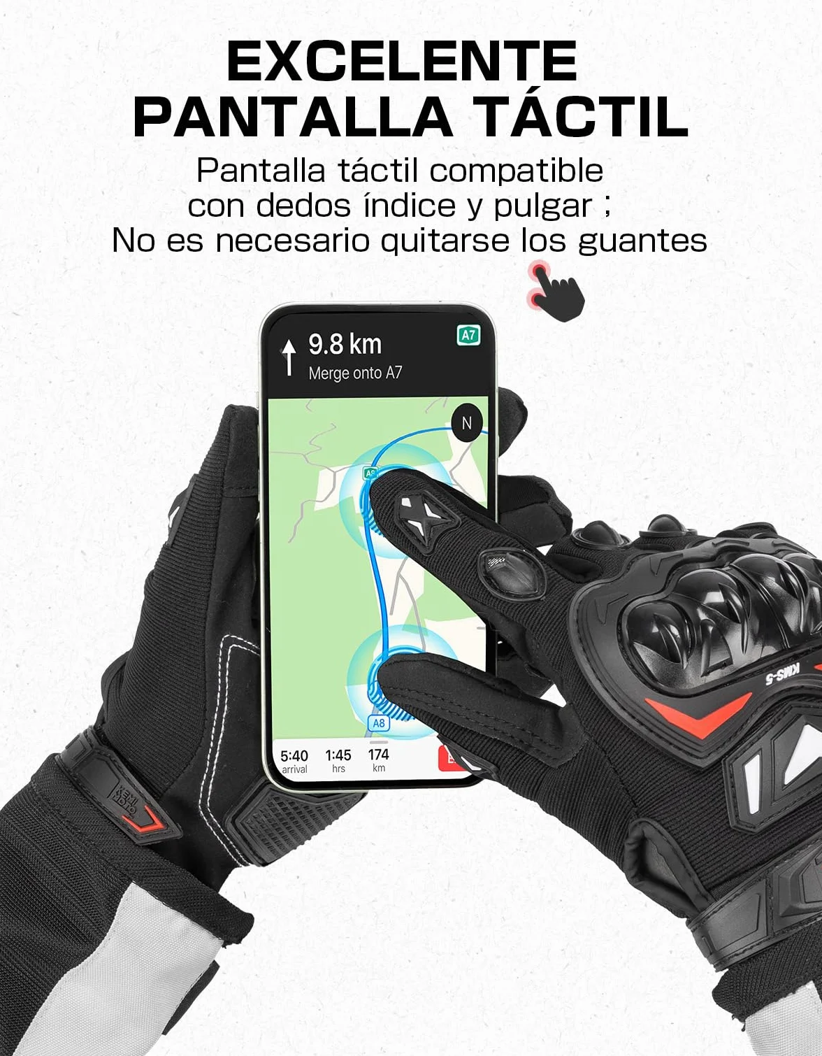 KEMIMOTO Guantes Moto Verano Resistencia al Impacto Deportivos Protectores Transpirables Palma Antideslizante Pantalla Táctil