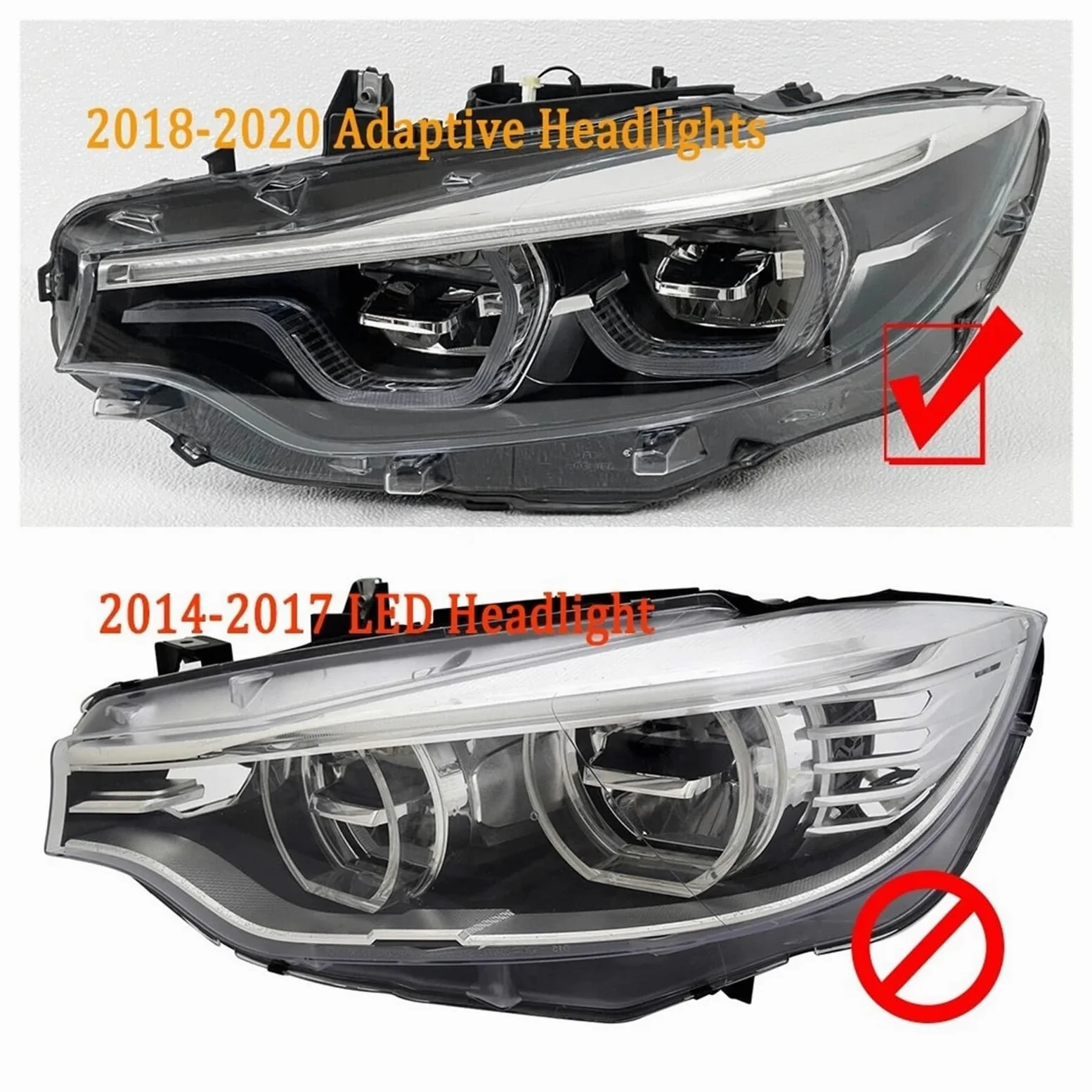Faros Angel Eyes para coche Para BMW Para M3 Para M4 CSL 4 Series F80 F82 F83 F32 F36 F33 LCI DRL Color Amarillo Dorado Módulo LED Luz Circulación Diurna Anillos halo LED(Yellow)