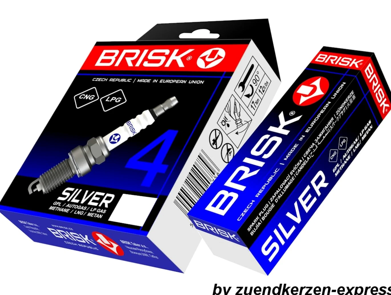 BRISK Silver ER15YS-9 1578 Bujías de Encendido Benzin LPG CNG Autogas, 6 piezas