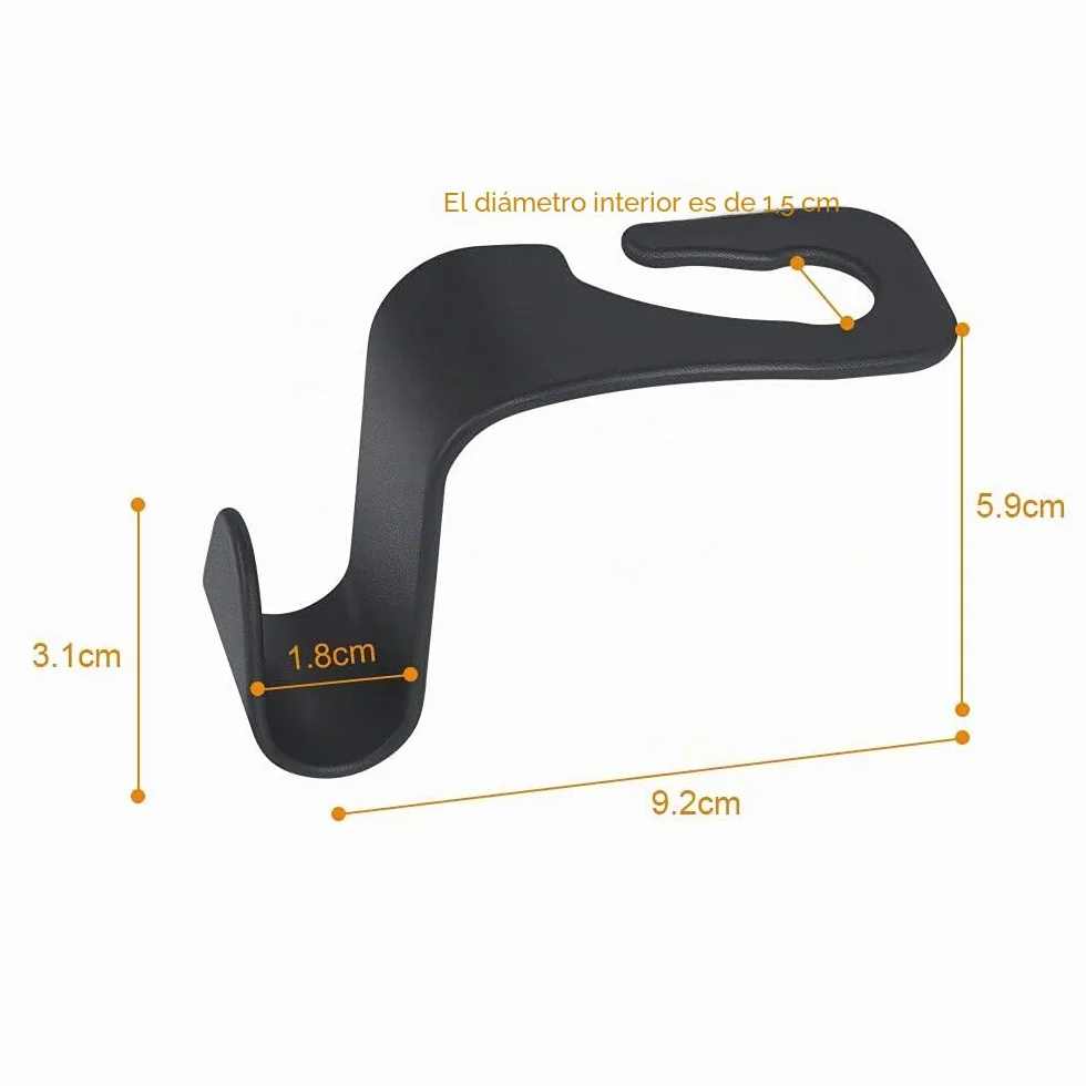 URAQT Ganchos para Asiento de Coche, 4PCS Gancho de Asiento Trasero de Coche, Ganchos para Reposacabezas de Coche, Negro Multifuncionales Accesorios Coche, para Bolsas, Monedero, Botellas de Agua