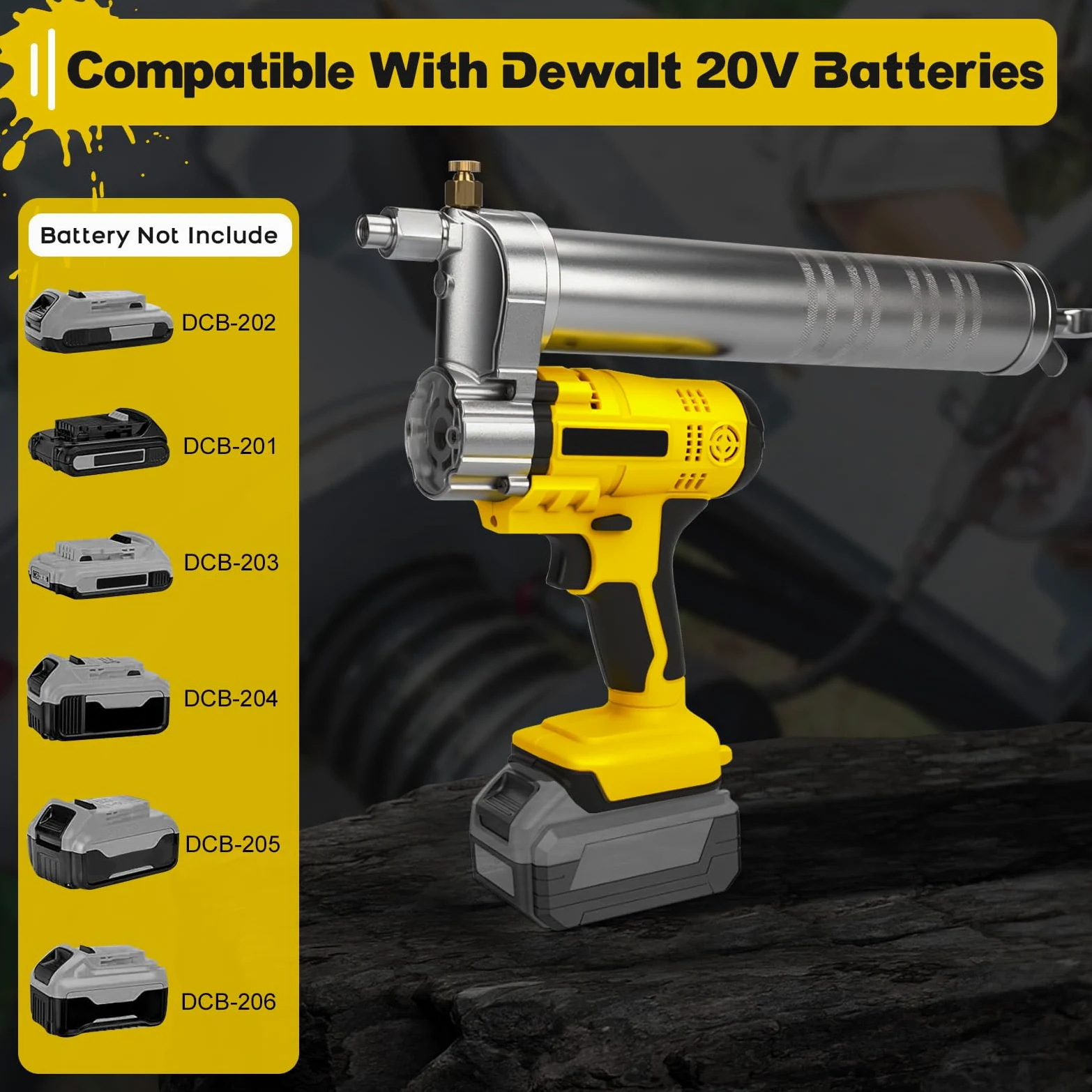 WingFly Engrasadora Batería Compatible con batería Dewal de 20V, 10000 PSI Pistola de Engrase, Kit de Pistola de Engrasar Eléctrica con Luz LED, Manguera Flexible de 39.4" y Acoplador