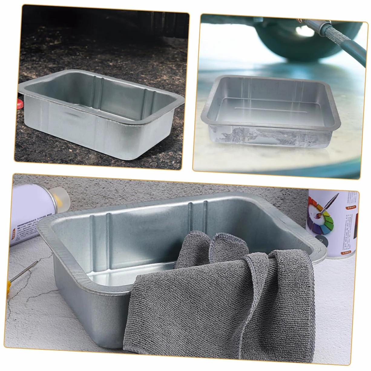 Bandeja de Goteo de Aceite Metálica Engrosada 2 Tamaños (pequeña y Grande) para Mantenimiento Automotriz, Resistente, sin Fugas, Adecuado para Reparaciones y Cambios de Aceite