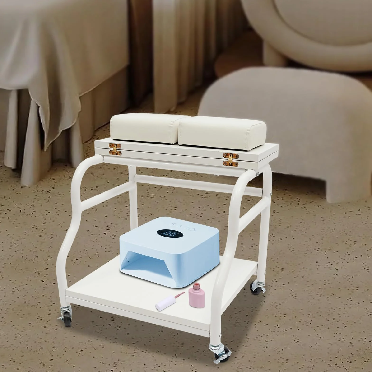Carrito para baño de pies con 4 ruedas universales, tapa plegable, pedicura accesorio salón