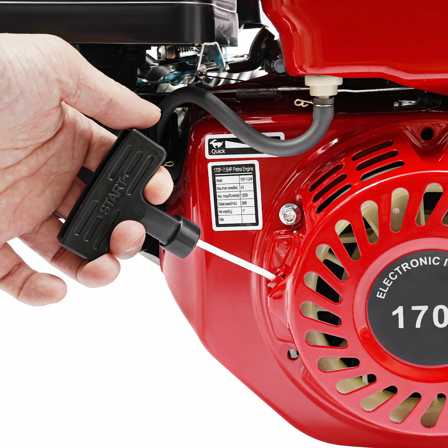 3600Rpm 7,5 HP Motor Gasolina 4 Tiempos OHV Motor Motoazada | Refrigerado por Aire, Monocilíndrico, Arranque por Cuerda, TCI, Motor de 4 Tiempos para Karts, Motobomba