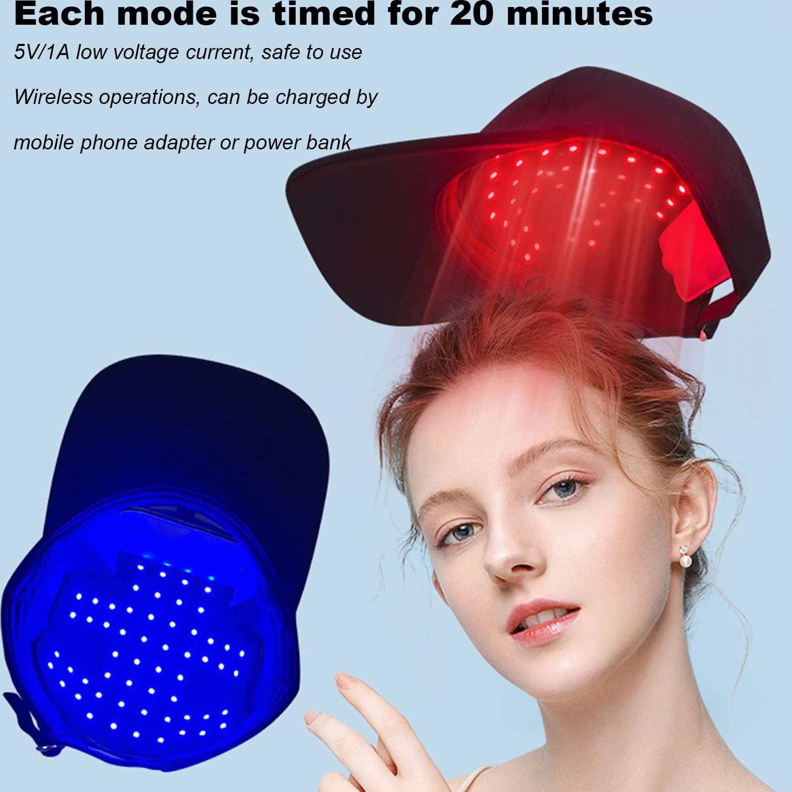 Gorra crecimiento cabello LED infrarrojo reduce alopecia desprendimiento