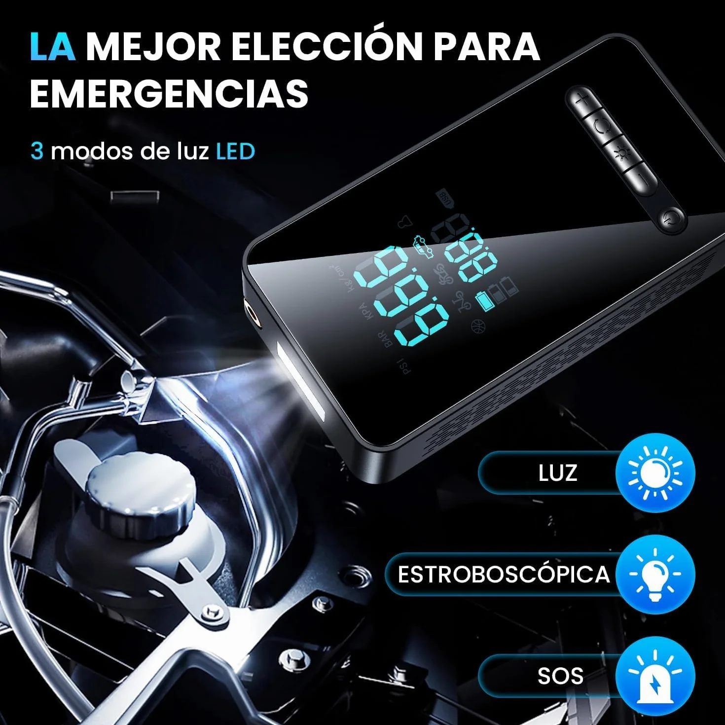 Inflador Eléctrico Portátil 150PSI con Parada Automática, Hinchador de Ruedas para Coche Moto Bicicleta
