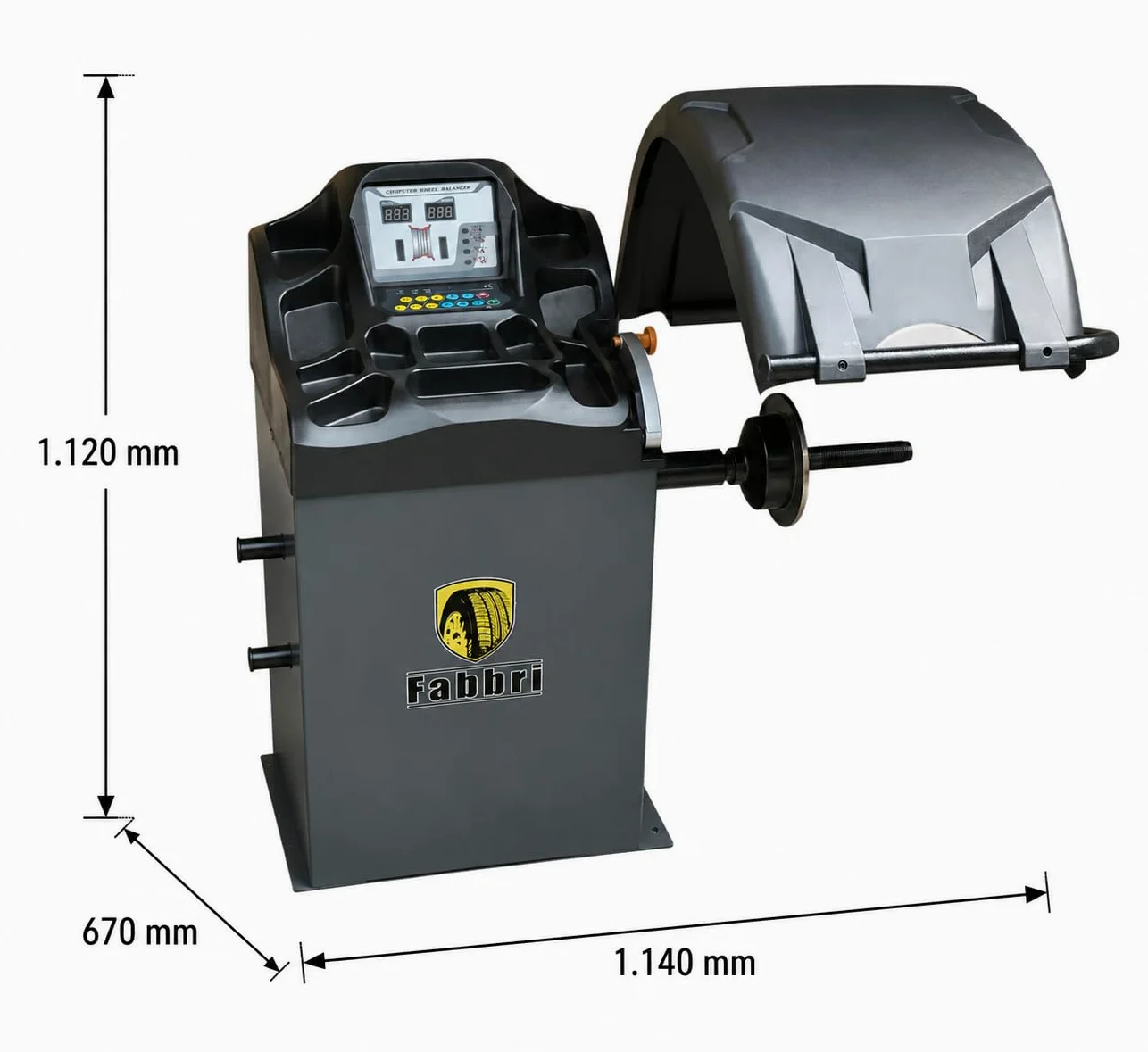 Balanceador de ruedas semiautomático | balanceador de ruedas robusto para llantas de 10–24" | carga de rueda de 65 kg, precisión de ±1 g | suministro ideal para talleres de automóviles y servicio de