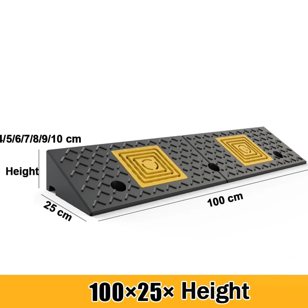 Rampa de Goma para bordillos, rampa para umbrales de 100 × 25 cm para entradas de Garaje, aceras, Coches, Bicicletas, Motos, patinetes y sillas de Ruedas, Capacidad de Carga de 11 000 Libras