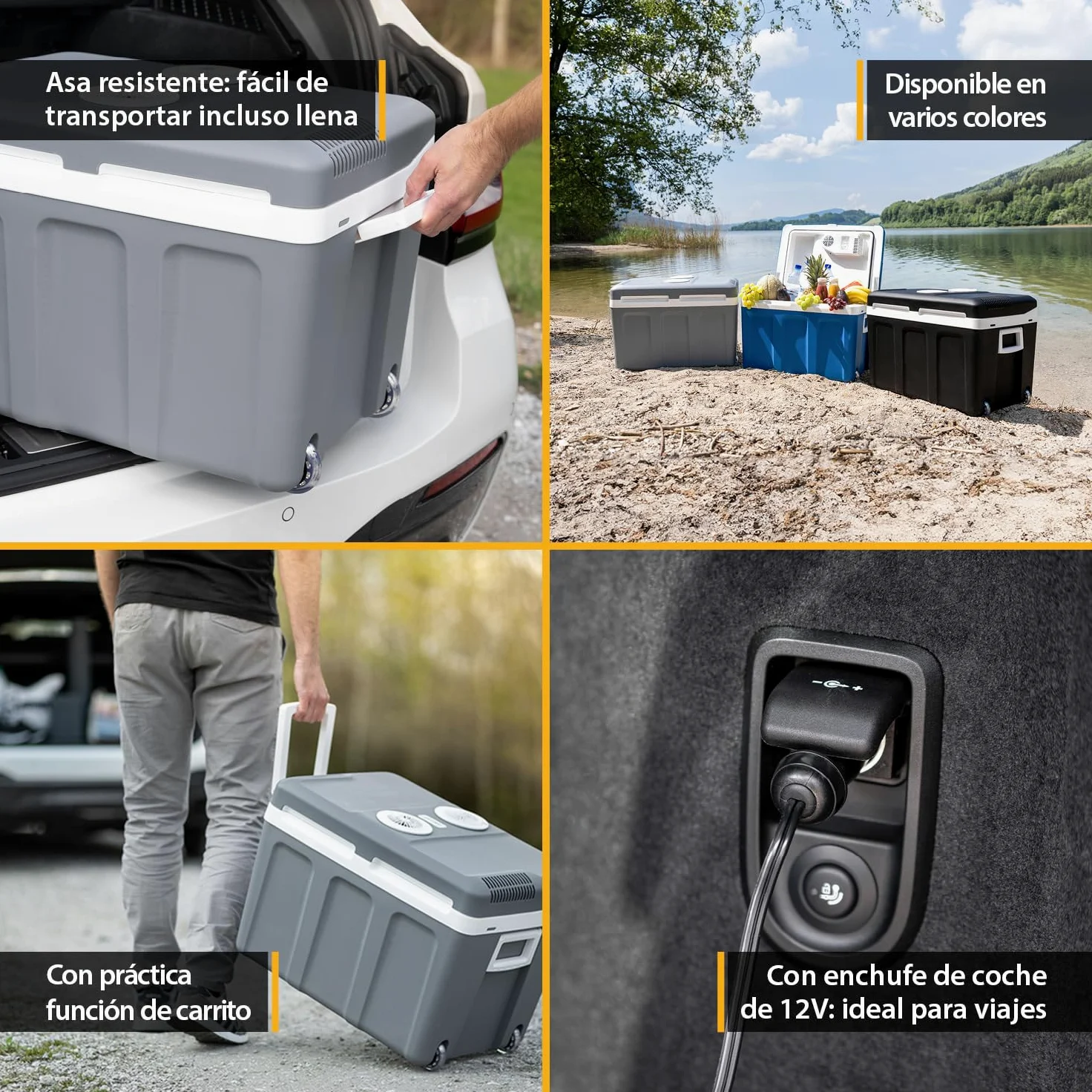 TZS First Austria Nevera eléctrica 45 litros | conexión de 12 V y 230 V | con enchufe de 12 V para el coche | para camping, festivales y viajes | con función de enfriar y mantener caliente | gris