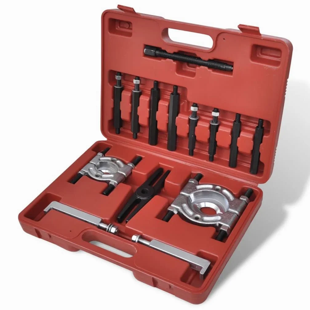Juego de extractores de rodamientos de 14 piezas de acero de alto rendimiento con mandíbulas de 2" y 3", haz H, tornillo guía y adaptadores Yoke, maletín de herramientas para coche, moto