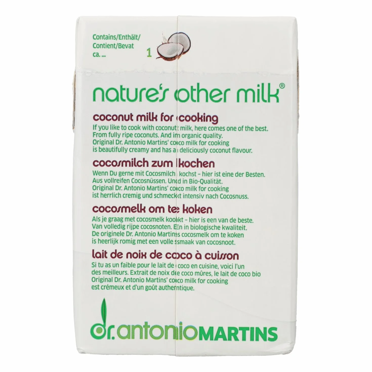 CREMA DE COCO PARA COCINAR BIO DR. ANTONIO MARTINS