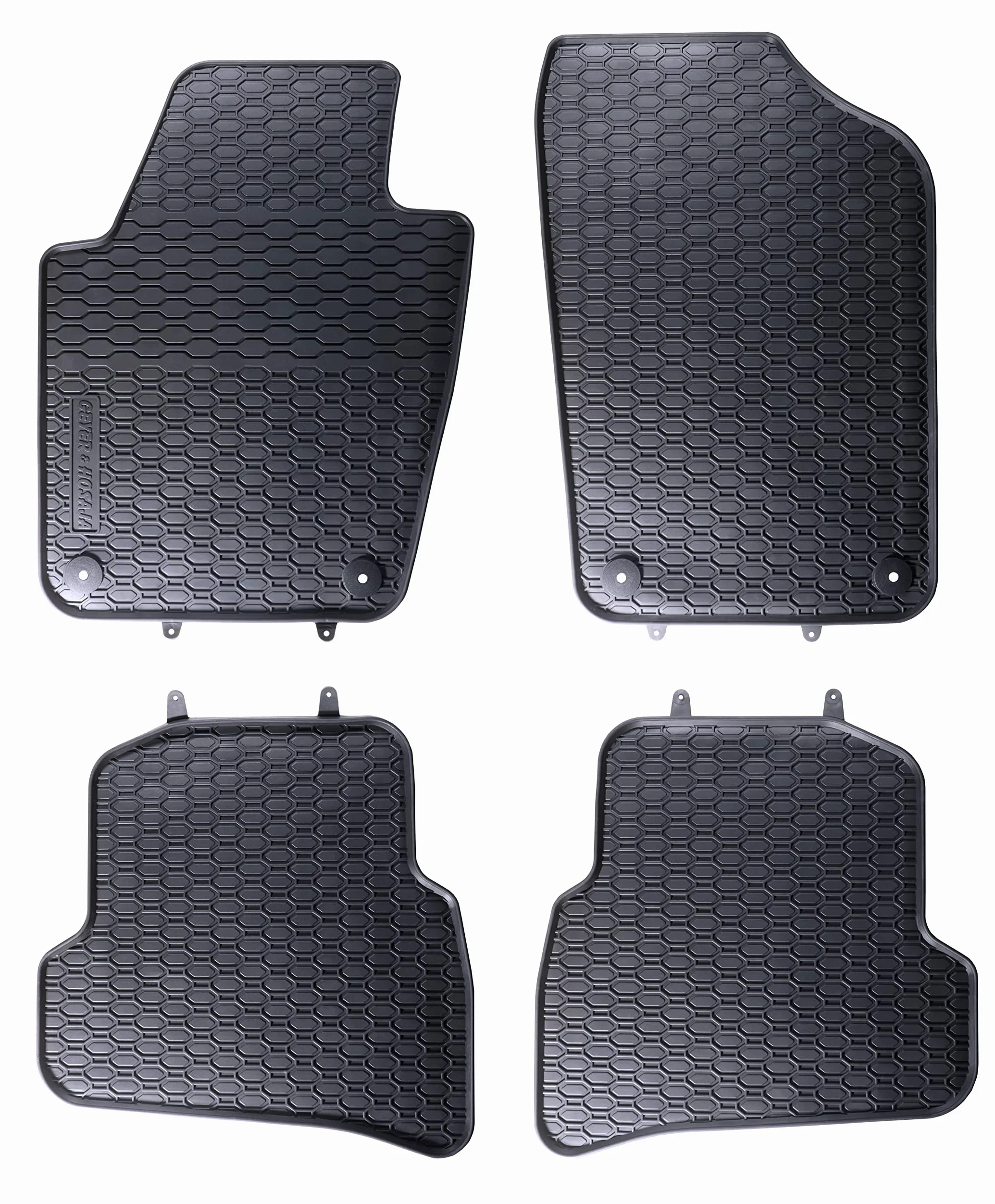 Geyer & HOSAJA Alfombrillas de Goma para Coche 842/4C Compatible con Seat Ibiza IV (2008-2017), Skoda Fabia III (2014-2021) y Volkswagen Polo V (2009-2017)