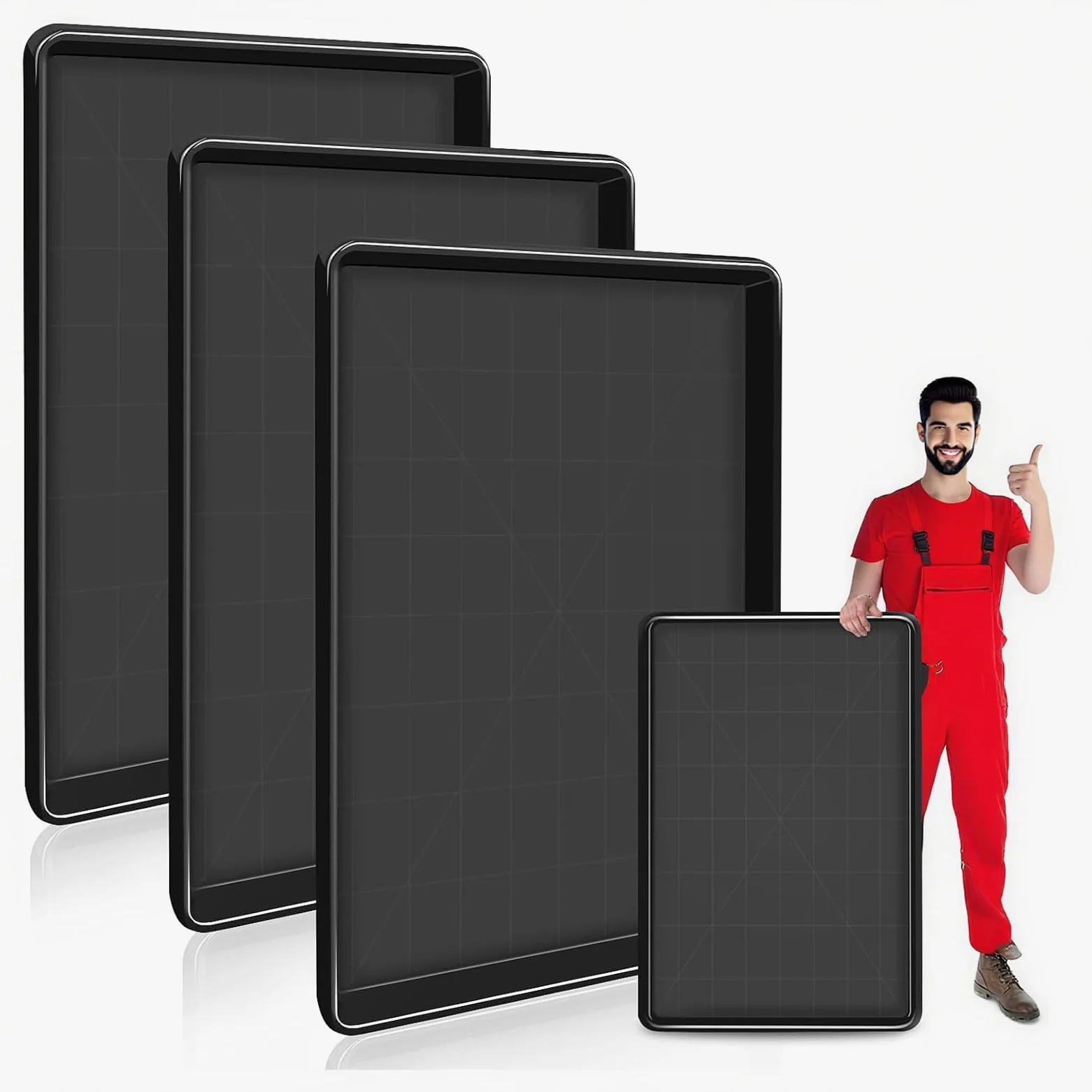 3 bandejas de goteo de aceite extragrandes, 35.4 x 24 x 1.6 pulgadas para debajo del automóvil, bandeja de goteo de aceite de plástico para garaje, refrigeradores, lavadoras, caja de arena