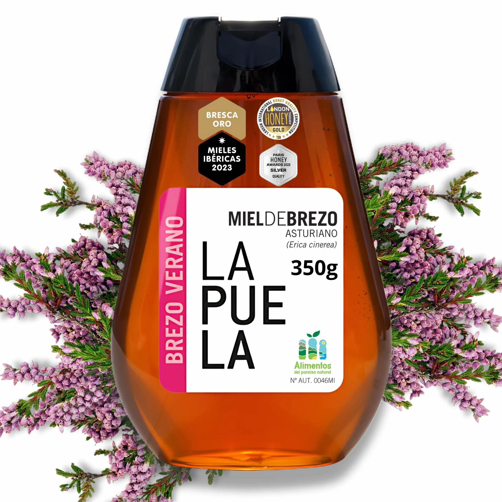 LAPUELA Miel de Brezo Verano 100% Natural Pura de Abeja Aroma Floral Intenso Sabor Dulce Equilibrado Producción Artesanal Asturias