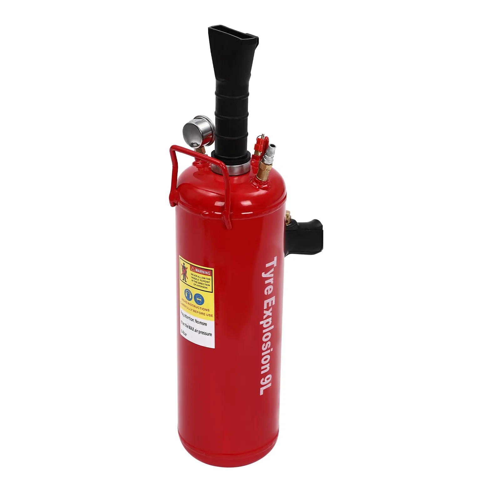 Inflador de presión de neumáticos, inflador de neumáticos, 9 L, con manómetro, presión de trabajo recomendada de 8 bar, para vehículos eléctricos, motocicletas
