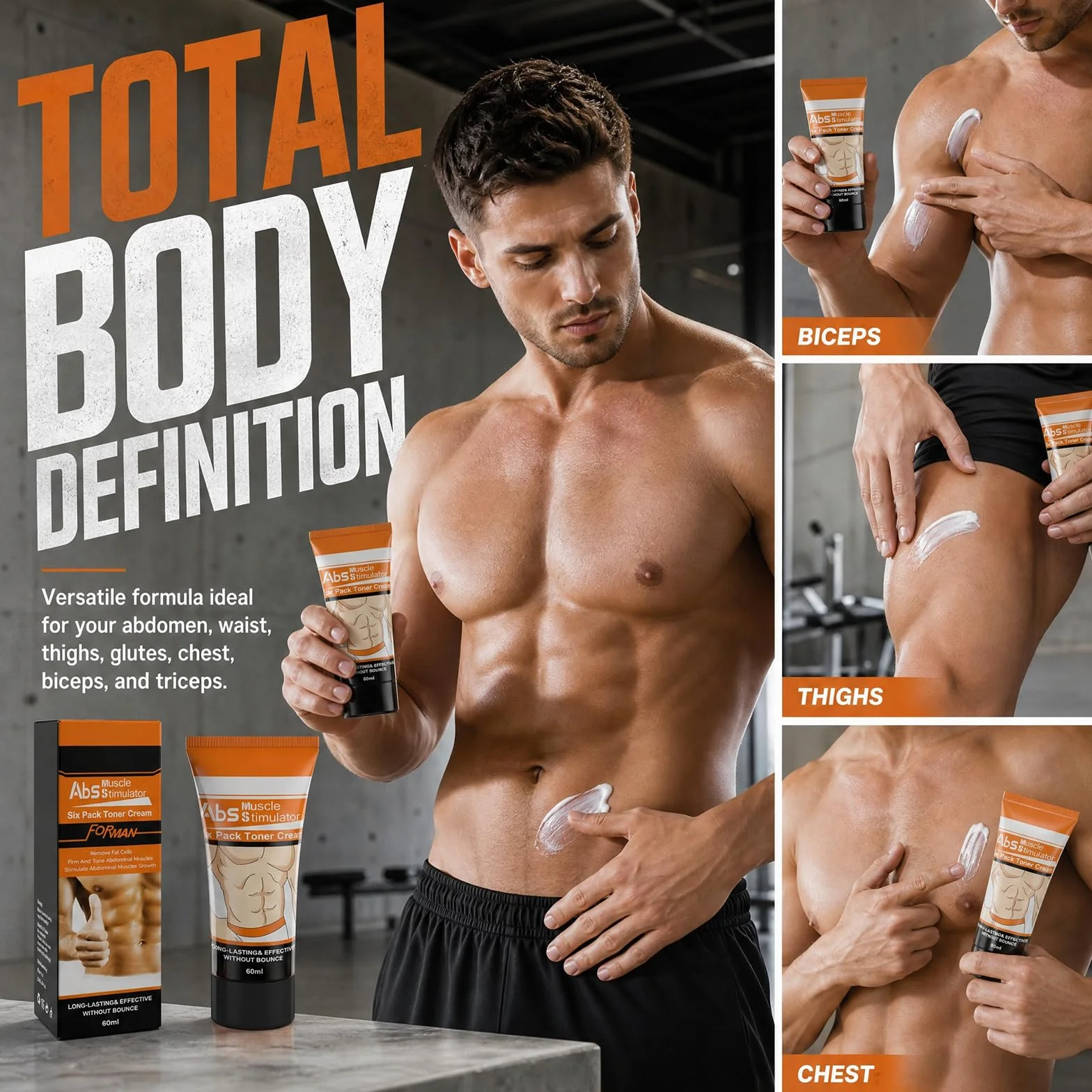 Crema Abdominal 2 Piezas, Crema De Masaje Con Efecto Calor, Gel Corporal Para Fitness Y Entrenamiento
