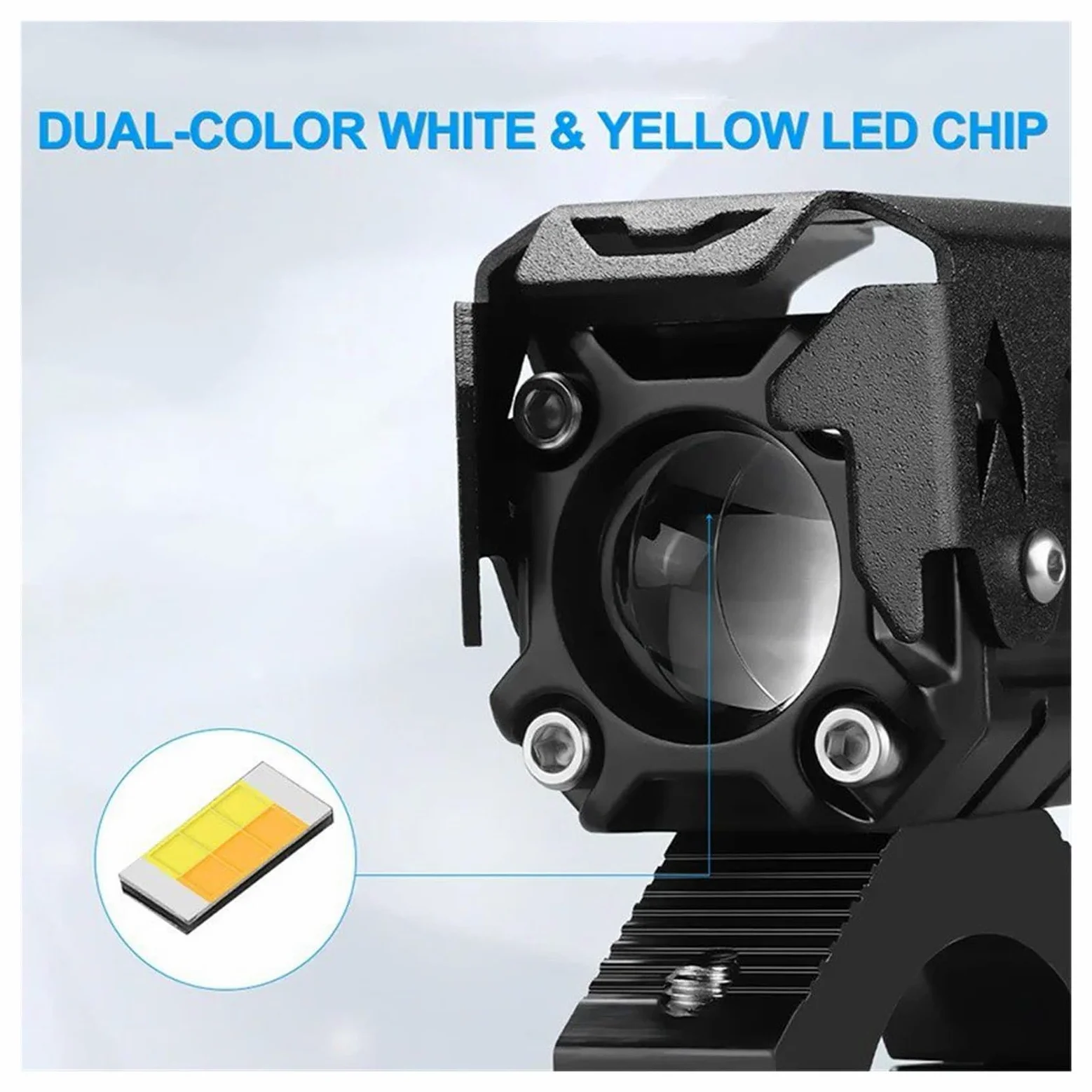Faros Para Niebla Moto Foco LED Para Motocicleta Lente De Proyector Punto Conducción Amarillo Y Blanco Luces Antiniebla Faros Led Auxiliares