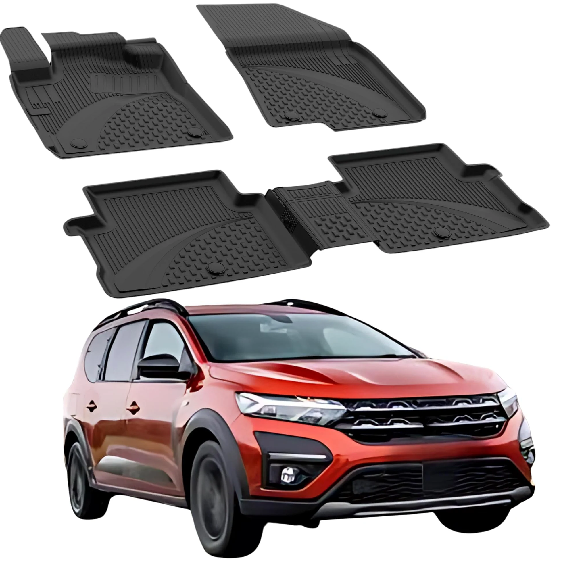 Alfombrillas de Coche compatibles con Dacia Jogger 2021-2026, 4.5D Premium TPE Goma Antideslizante, Alfombrillas de Goma Impermeable, Coche Negro