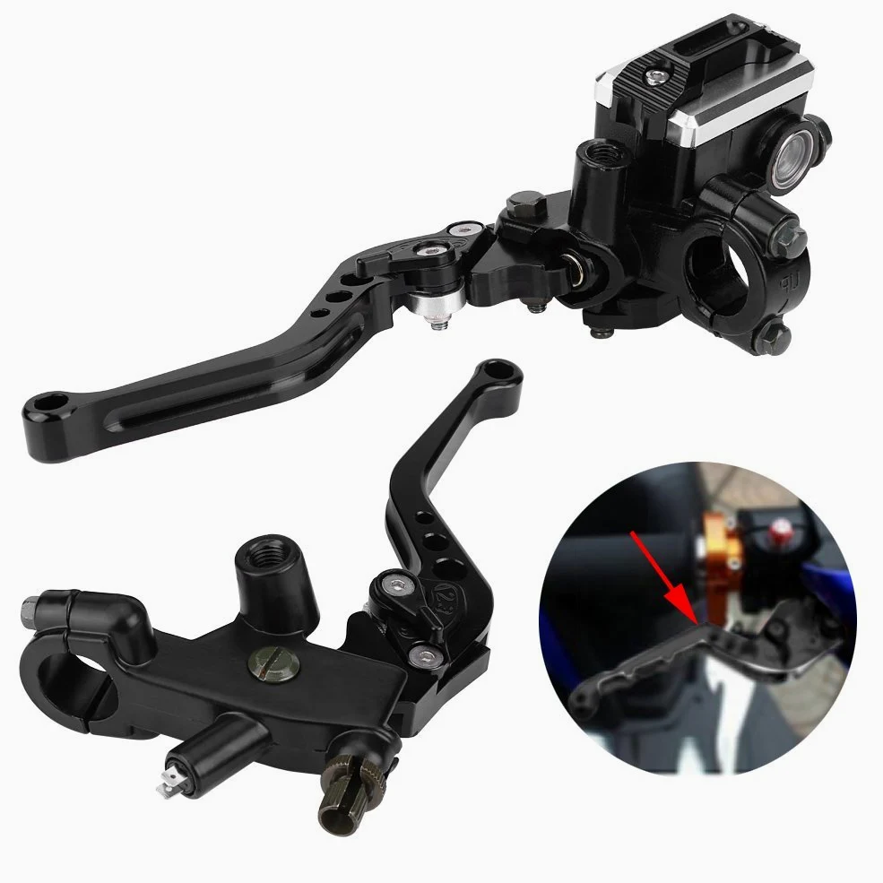 7/8 "22 mm Universal Motocicleta Embrague de freno Cilindro maestro Palancas de depósito Conjunto de depósito de fluido （1 par）