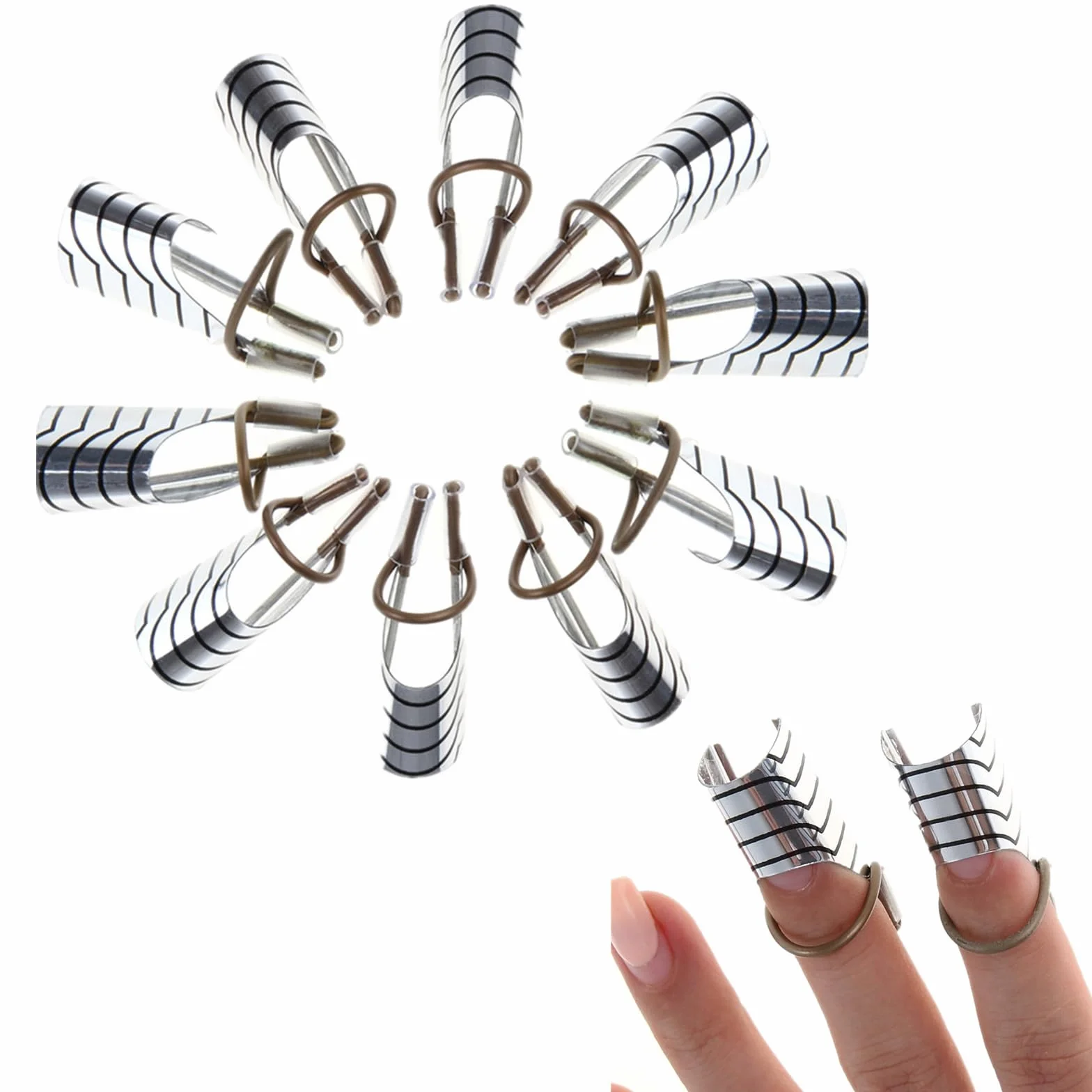 SURALIN Plantillas de Uñas Reutilizables Lámina Plateada UV Paquete de 10
