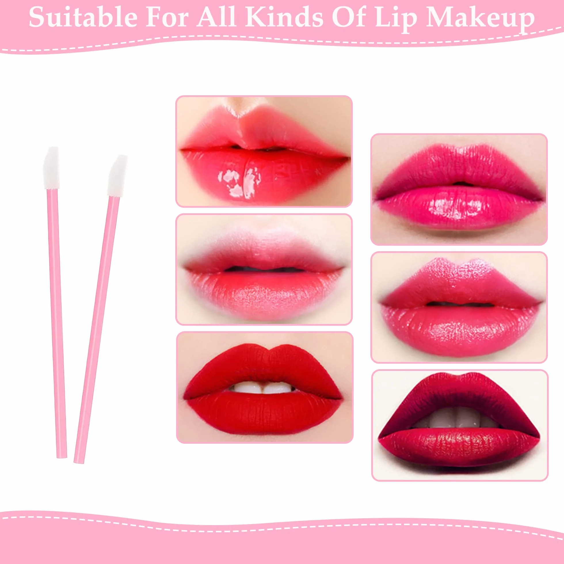 Pinceles desechables para labios minipintalabios corrector aplicador rosa