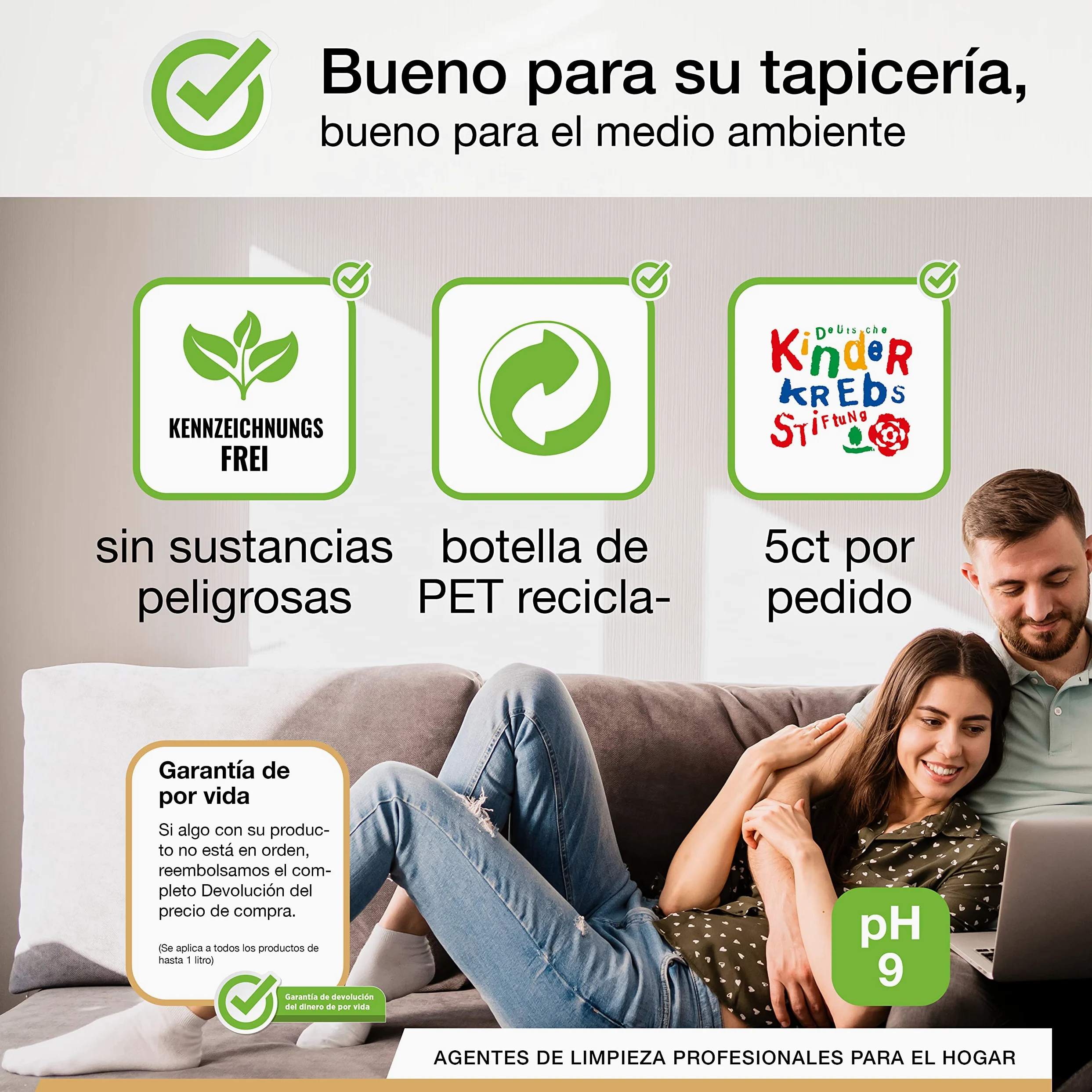 BiOHY Limpiador de Tapicerías Premium (12 botellas de 1 litro) | Concentrado para muebles tapizados, sofás, alfombras y textiles | quitamanchas que disuelven el olor (Premium Polster)