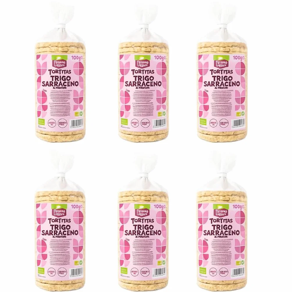 Tortitas de Trigo Sarraceno Bio 100g Sin Gluten Ecológicas Crujientes Snack Saludable Pack 6