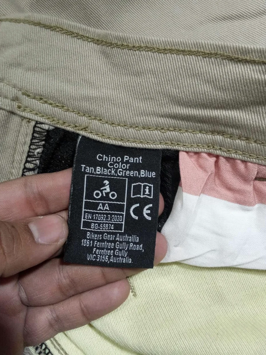 Bikers Gear Australia - Vaqueros de Motocicleta Modernos Estilo Chino con Forro Kevlar, con protección CE 1621-1