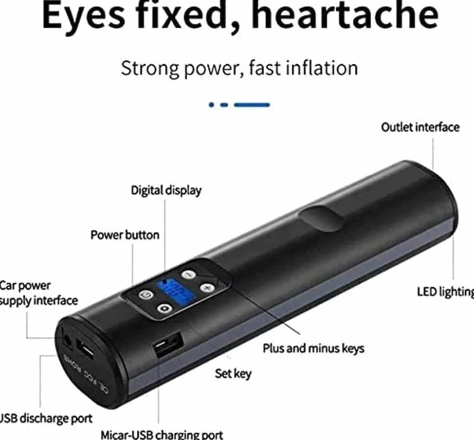 Compresor de aire Inflador de neumáticos Bomba de aire portátil for neumáticos de automóviles Bomba de neumáticos automática de 12 V CC con manómetro digital, con luz LED de emergencia for automóviles