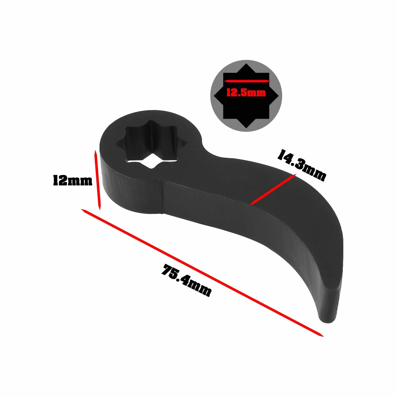 Adaptador de Cabeza de Palanca de 1/2" para Llave de Palanca de 75 Mm Herramienta de Palanca para Adaptarse A Barra Rompedora D de 1/2" O Trinquete de Reparación de Automóviles Color Negro
