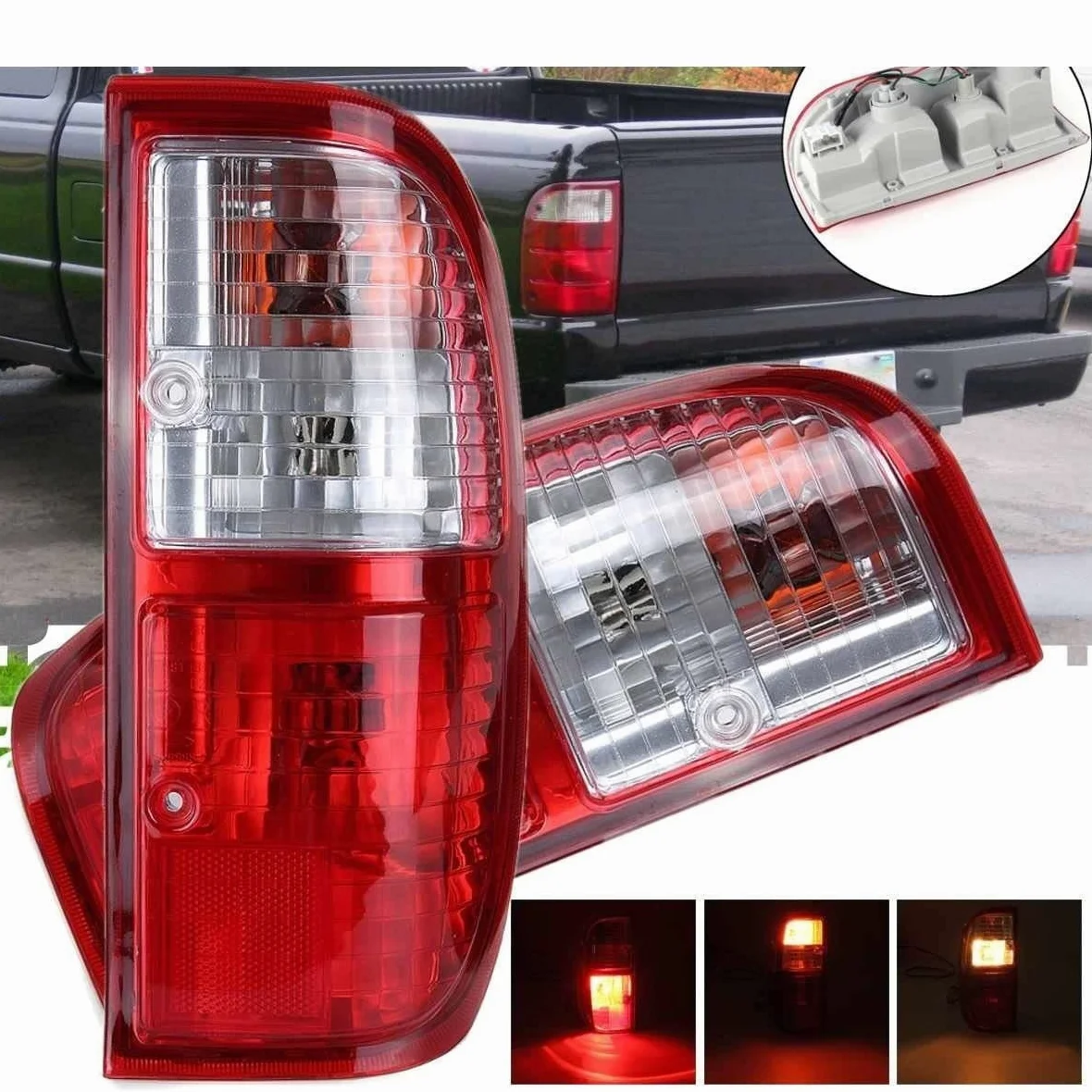 Coche Faro Trasero para Ford para Ranger 1998 1999 2000 2001 2002 2003 2004 2005 2006 Luz De Freno Trasera Izquierda/Derecha con Bombilla Y Cableado Coche Luces de Cola traseras (Color : 1pair)