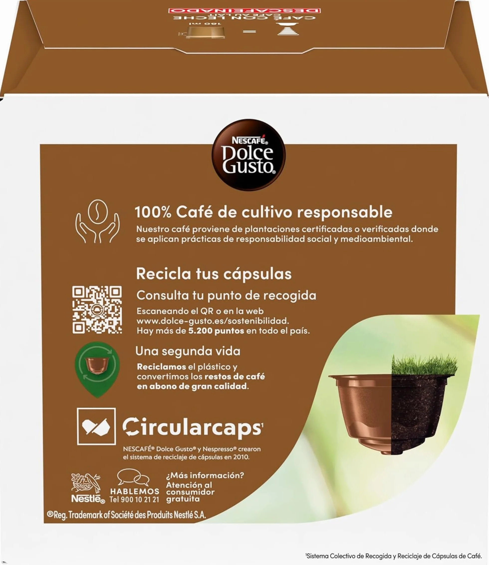 NESCAFÉ Dolce Gusto Café con Leche descafeinado - Cápsulas de Café, 90 Cápsulas (3 x 30)