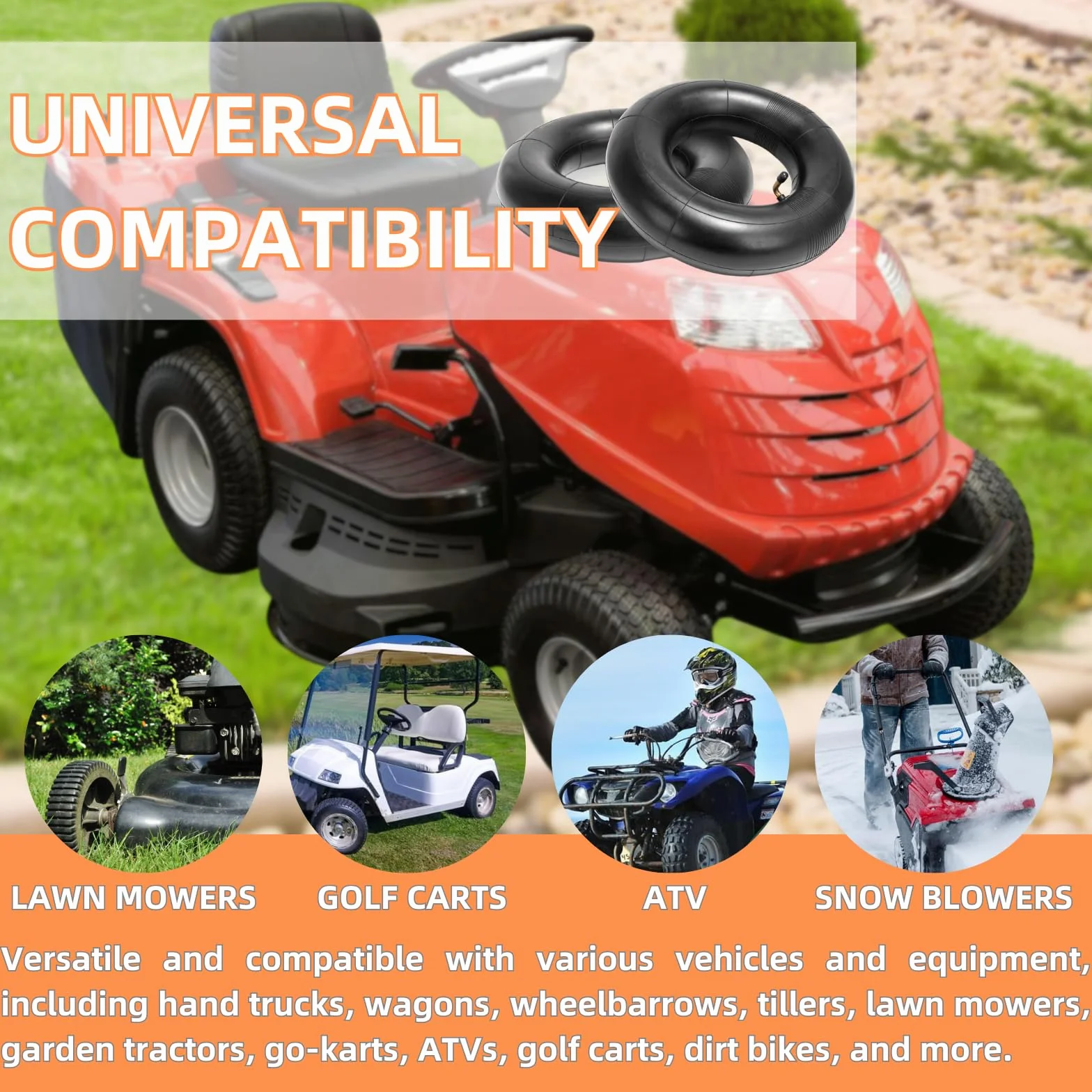 Tubos internos 15x6.00-6 TR-87 para cortacésped, tractor de jardín, carretilla