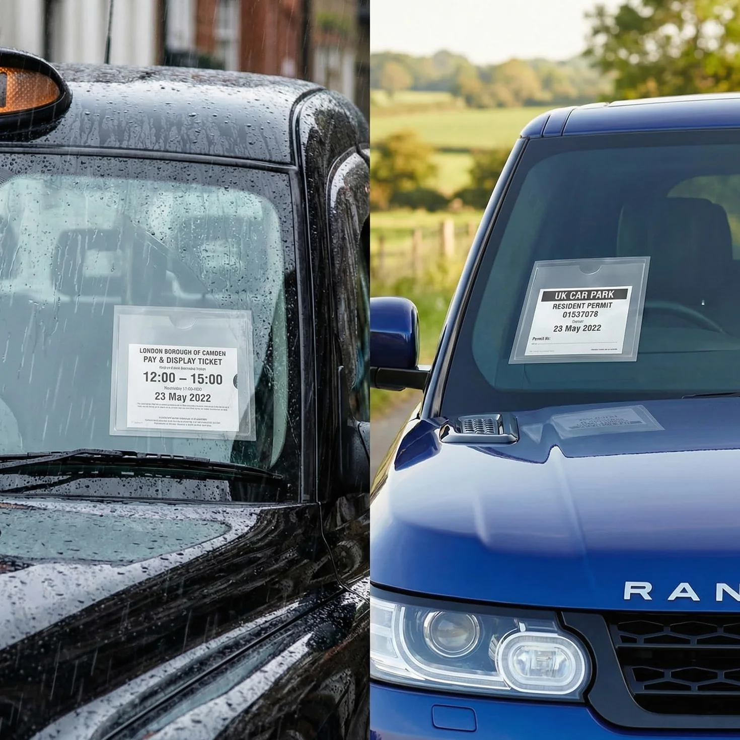 Tabanzhe 2 soportes para permisos de coche para parabrisas, transparente autoadhesivo, funda protectora trasera adhesiva, para billetes, tarjetas de discapacitados, notas, insignias