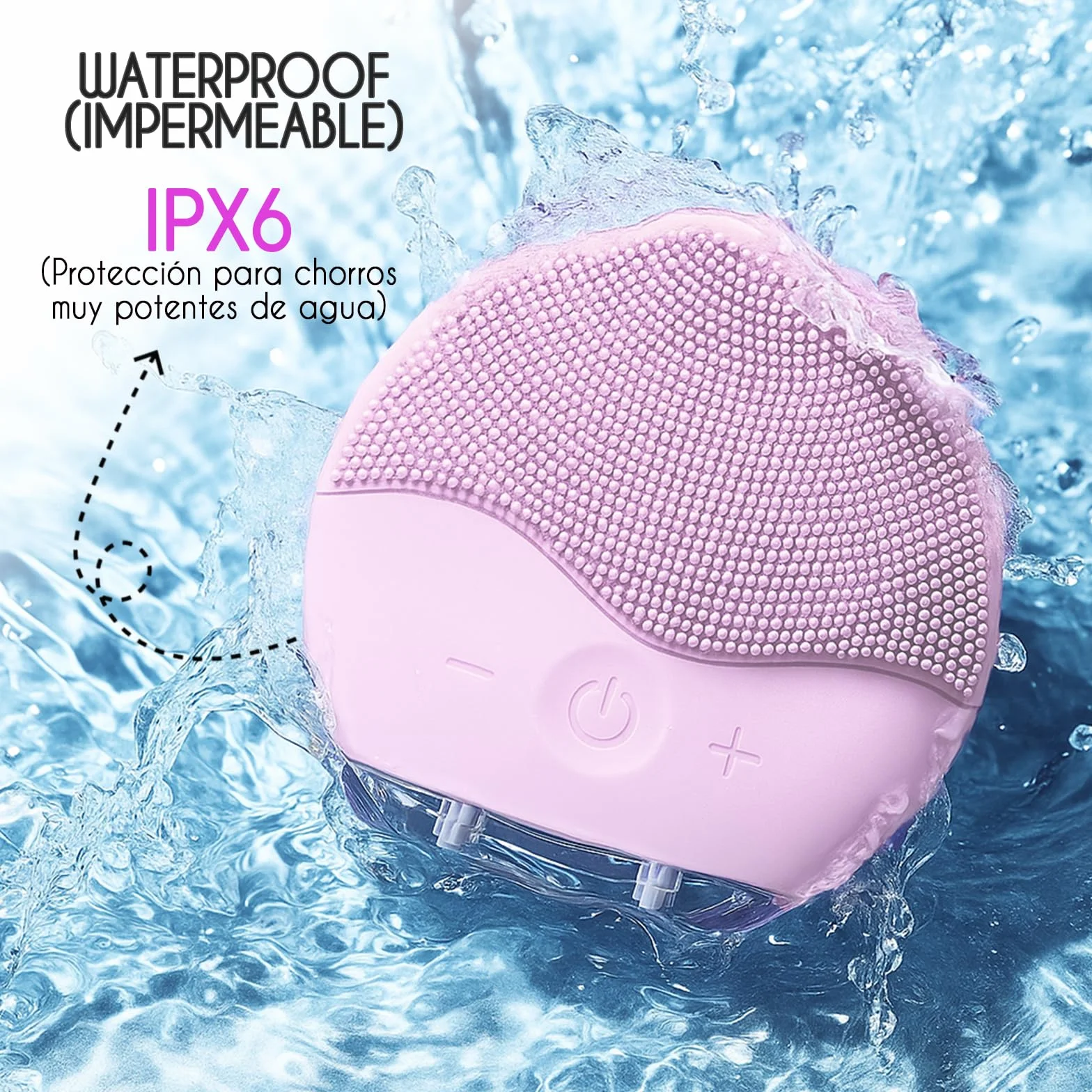 Attitude Cepillo facial limpiador eléctrico recargable de silicona resistente al agua IPX6