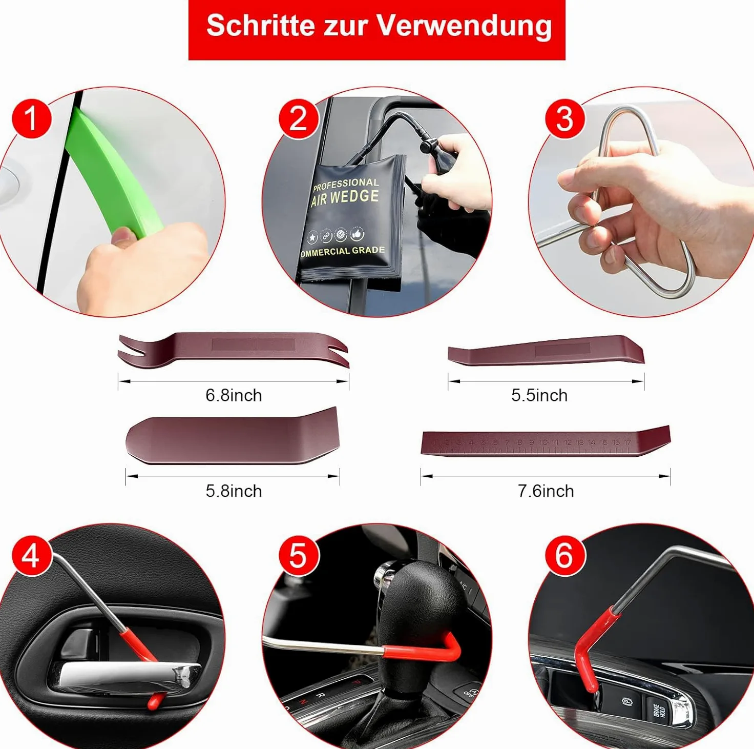 Kit de herramientas para coche, 16 herramientas, Kit de desbloqueo de Puerta de Coche, kit de agarrador de Largo Alcance de fácil Acceso, bolsa de cuña de aire, herramientas profesionales para coche