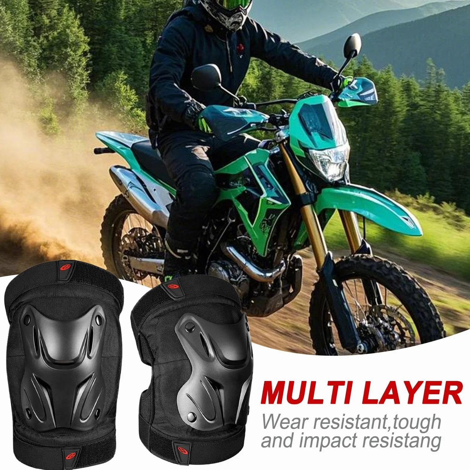 Protectores de rodilla de motocross, protectores de rodilla de motocicleta - Protectores ajustables, soportes para codos y rodillas, accesorios de motocicleta, equipo de protección contra