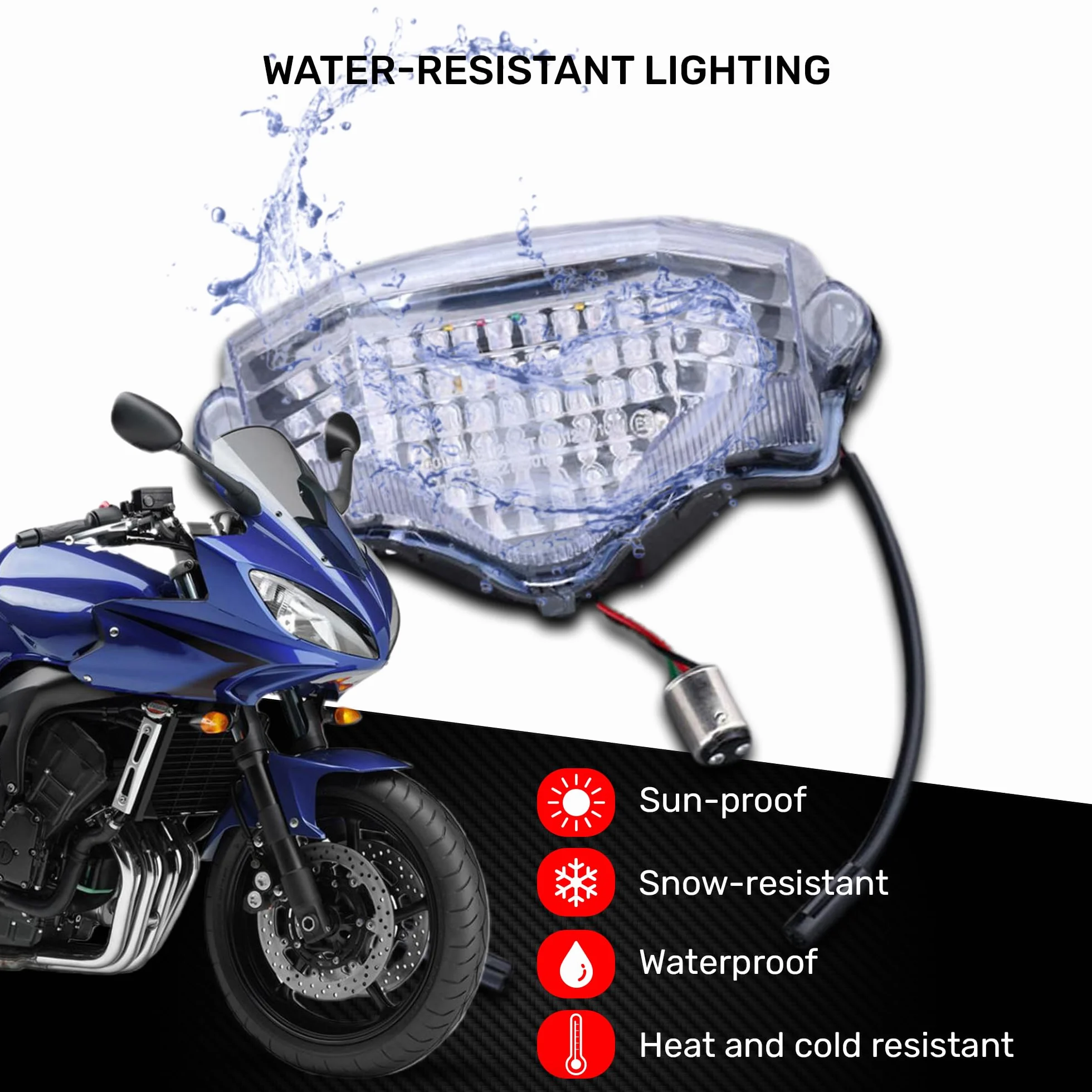 aVDB-moto Luz Freno LED compatible con YAMAHA FAZER 600 FZ6-S 2004-2014, FAZER 600 FZ6-N 2004-2014 Plug & Play con Intermitentes (Tintado)