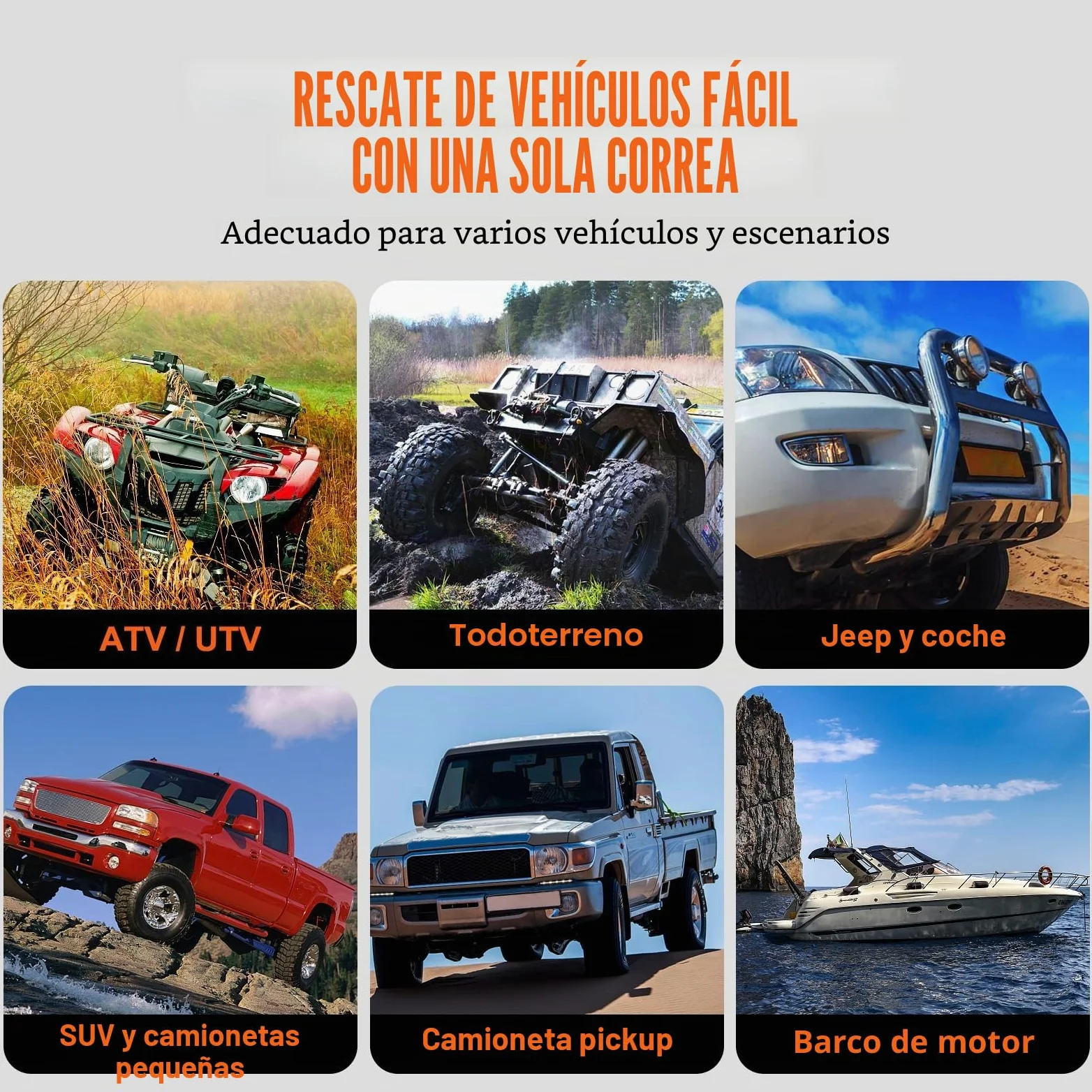 VEVOR Cuerda de Remolque de recuperación cinética de 7/8 Pulgadas x 20 pies, 30 Libras, Correa de Arranque Todoterreno Resistente, 30% de Elasticidad, Correa de Arranque de energía para Jeep, Coche,
