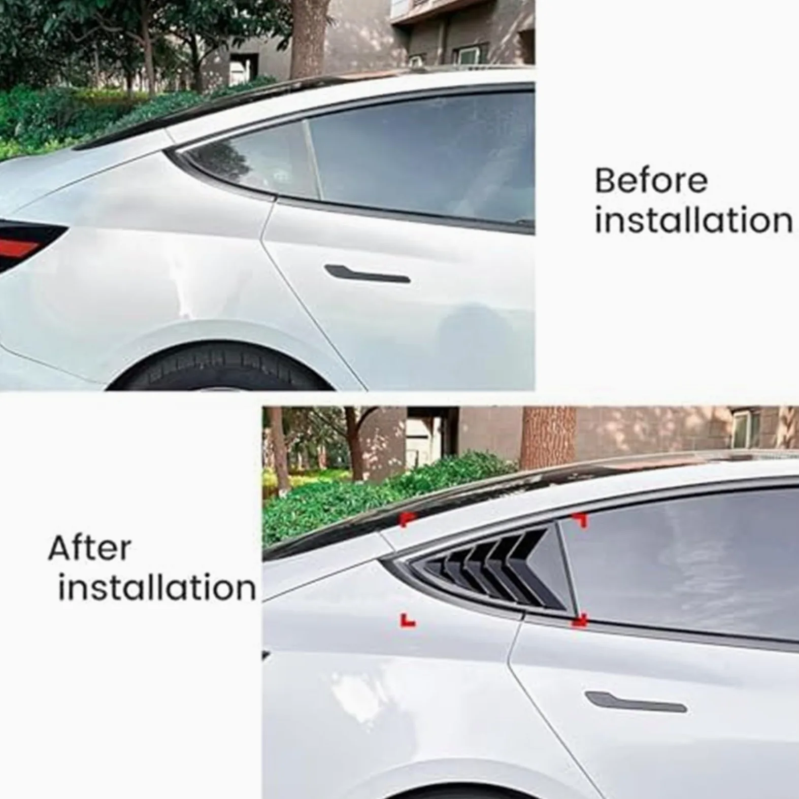 Protector de Cristal Trasero Rejilla de Ventana Trasera, Rejillas Laterales Coche, ventilación, Cubierta persianas, embellecedor, para Modelo 3 2017-2023 Y 2020