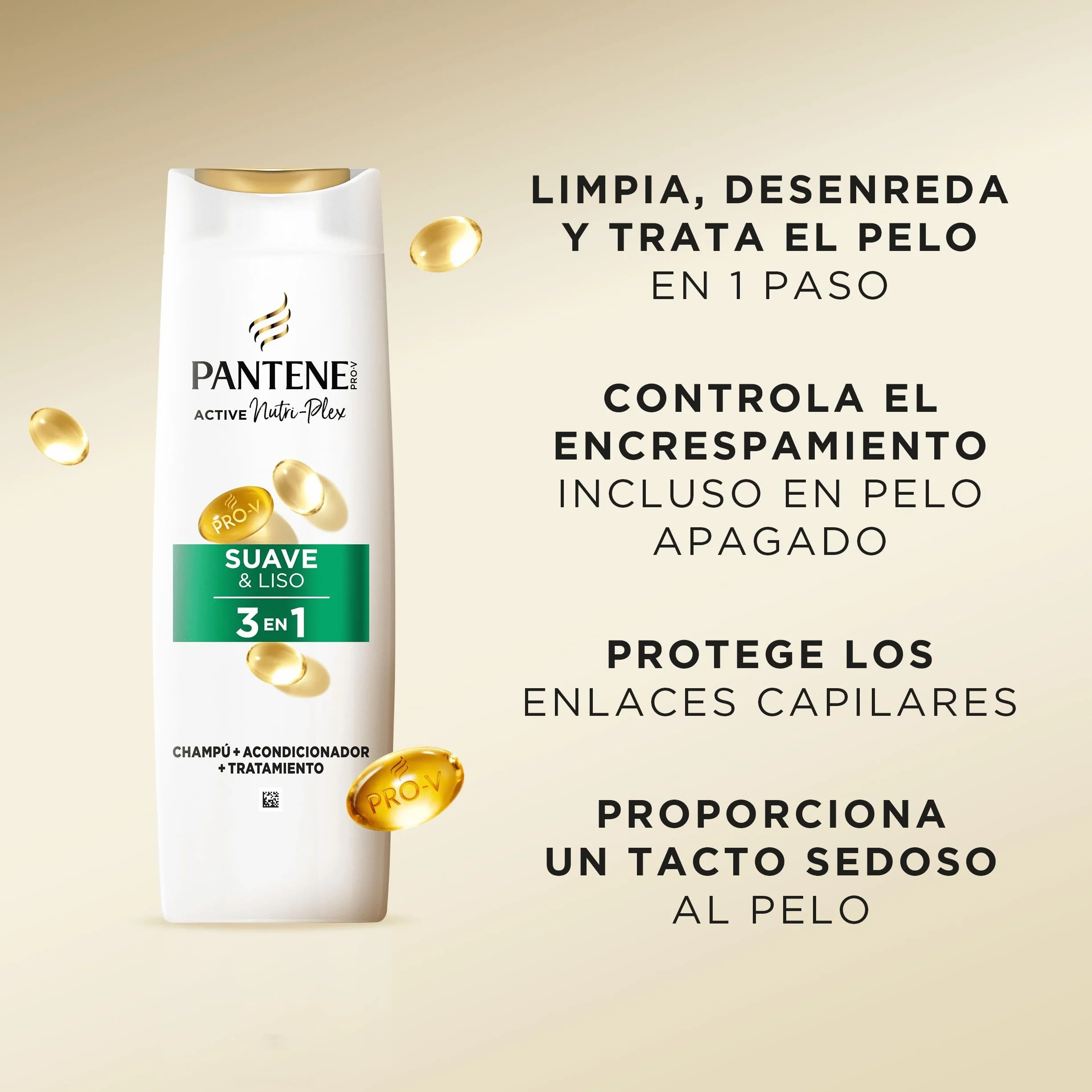Pantene Pro-V Champú 3 en 1 Suave & Liso 300 ml