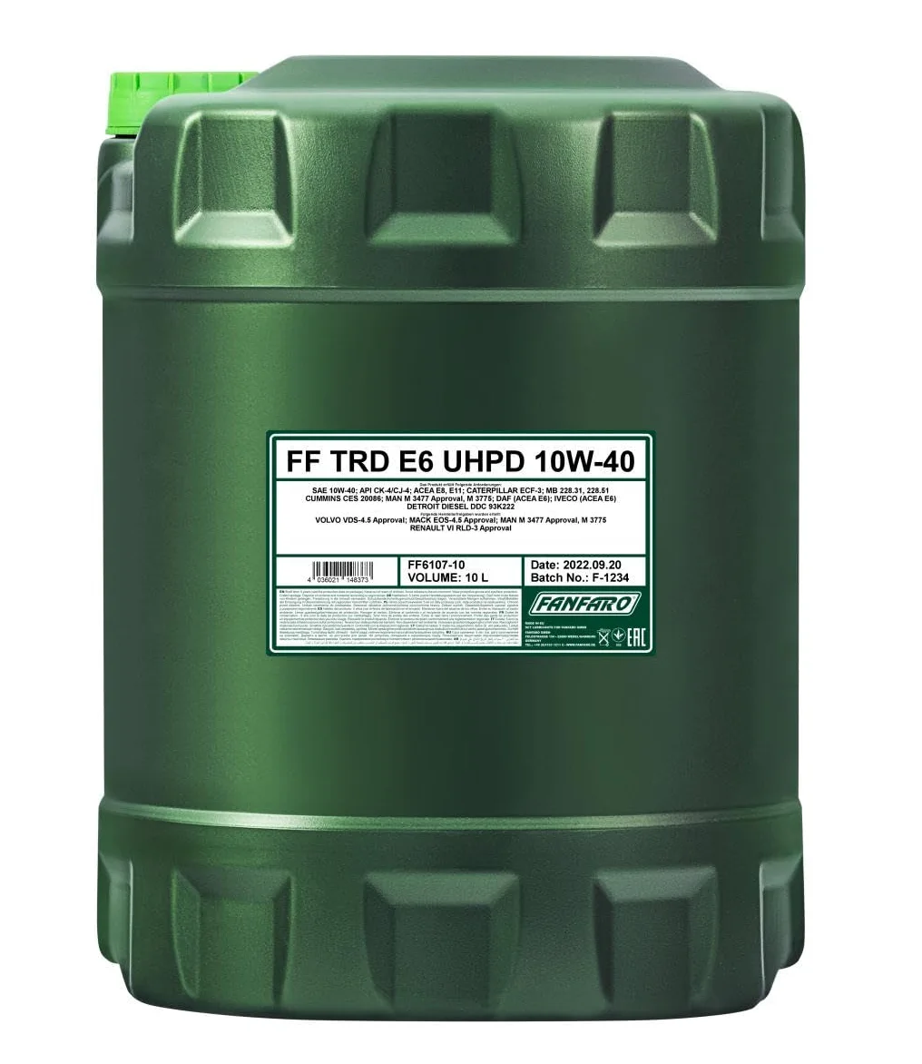 FANFARO Aceite de motor 10W-40 UHPD Aceite sintetico ACEA E6 ACEA E7 ACEA E9 API CK-4 TRD E6 Blue 10L Compatible con MERCEDES-BENZ Clase C T-modell S204 Clase E T-modell S212 Clase C T-modell S205