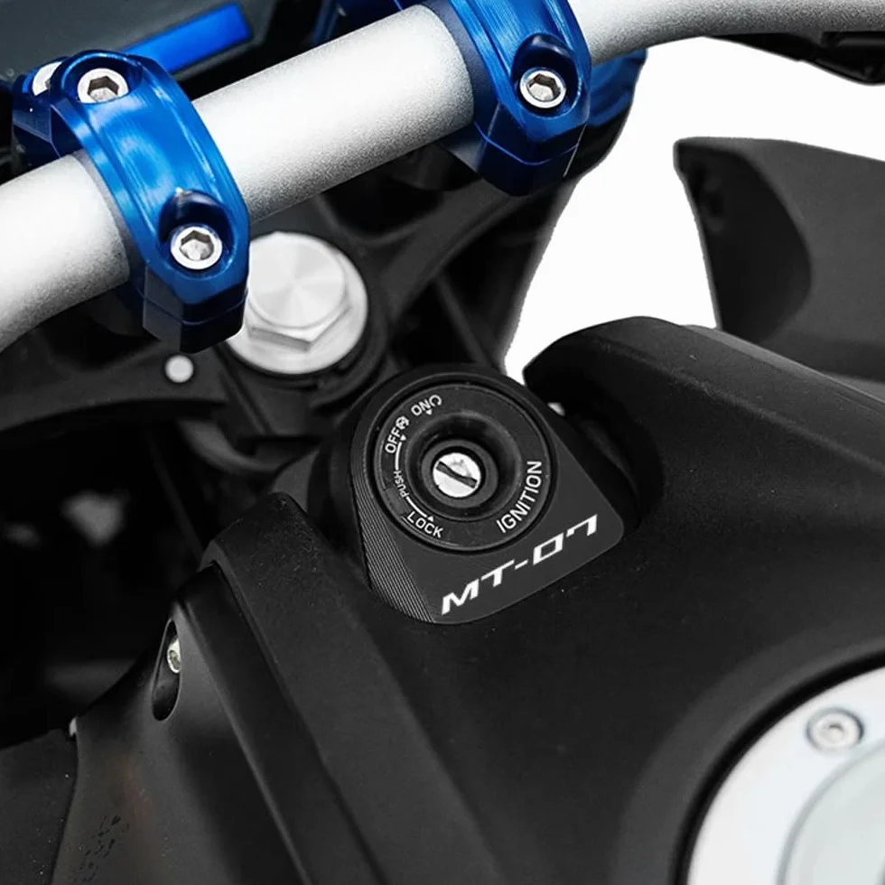Compatible con MT 07 MT07 MT-07 FZ07 2025 2026 Accesorio para motocicleta Bloqueo de encendido Cubierta decorativa Anillo de cerradura de llave Cubierta protectora (Negro)
