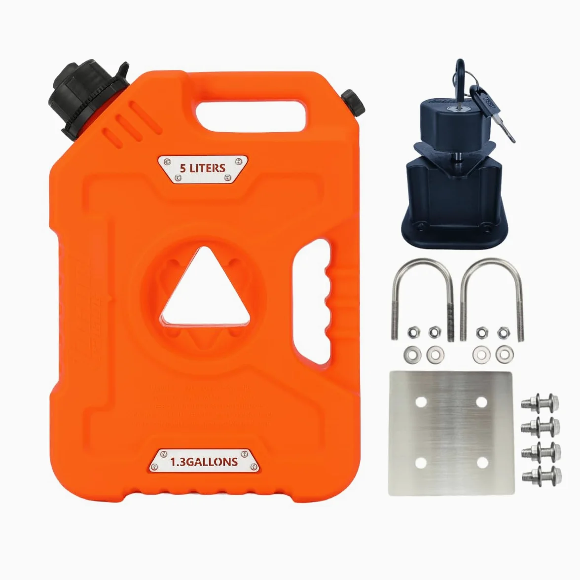 5L Portable Fuel Drum Canister Gasoline Container Reserve Plastic Petrol Tank Diesel Storage Can Fit for Motorcycle SUV ATV Cars Boat Offroad (5L Orange with Bracket 304SS)