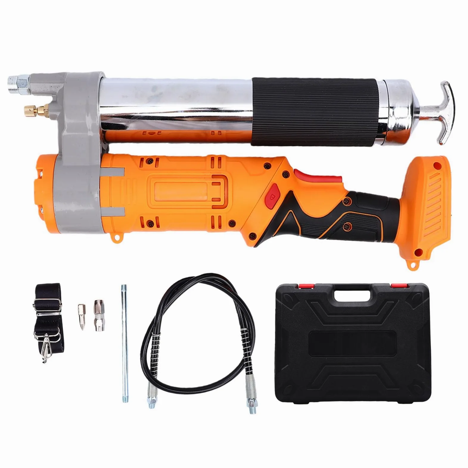 ASHATA Pistola de Engrase Inalámbrica Alimentada por Batería, Ajustable para Maquinaria Agrícola Automotriz, Uso Industrial