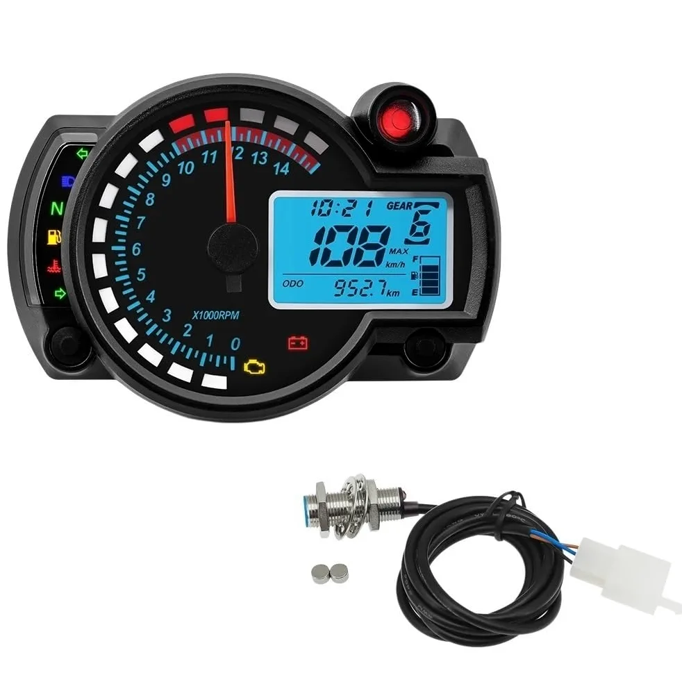 Velocímetro Velocímetro Universal de plástico ABS para motocicleta, tablero Digital LED para Moto, Panel contador horas para Motocross 7 colores